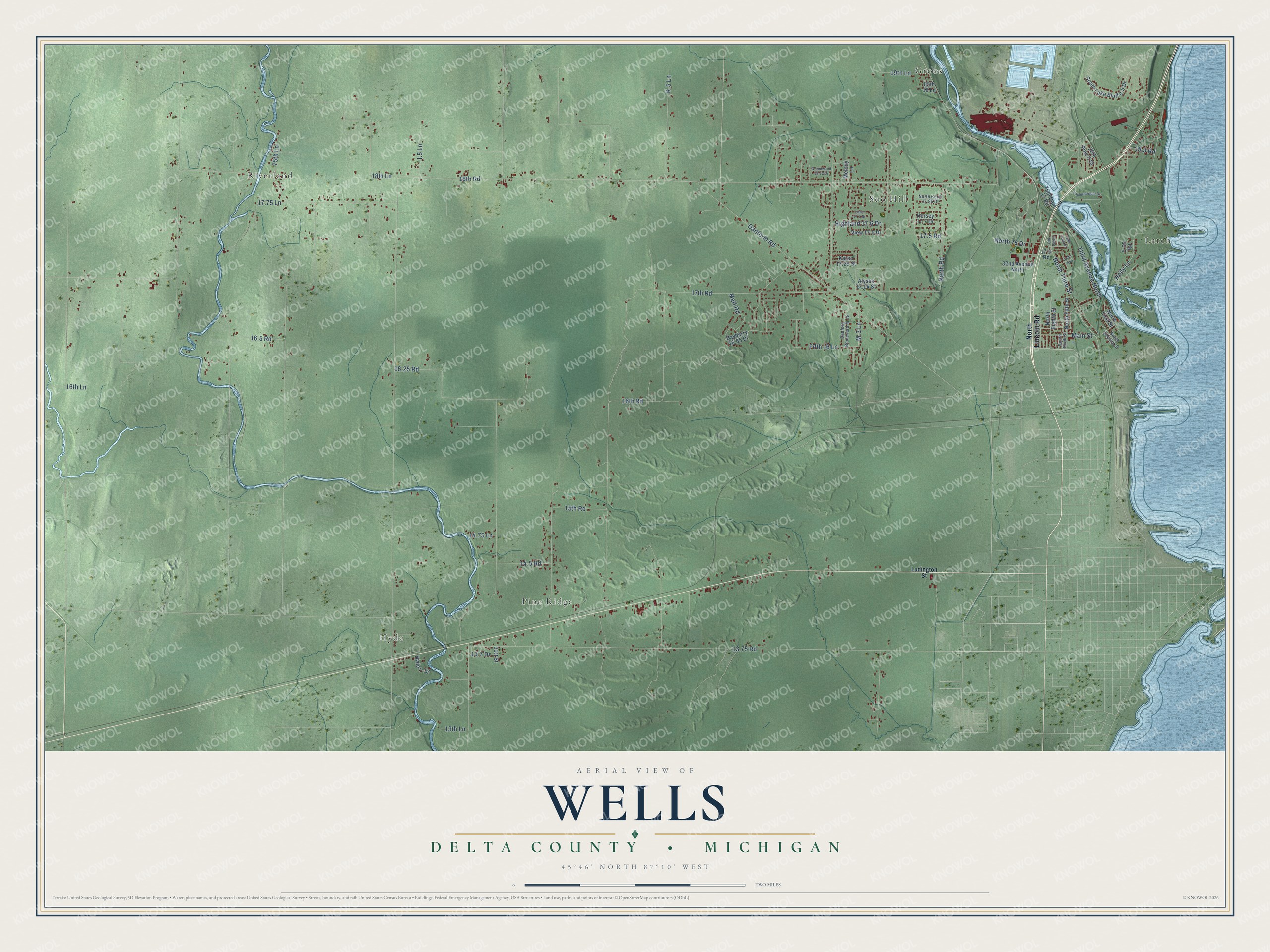 Watermarked full-map preview of Wells, Michigan