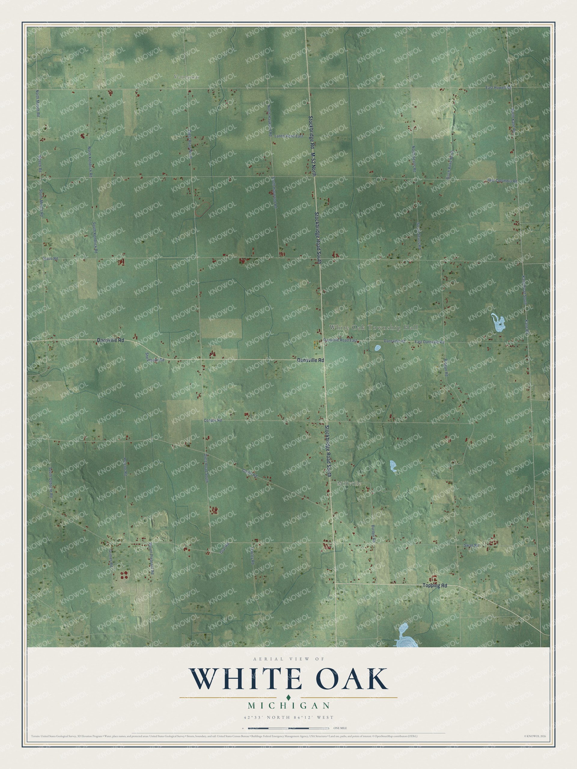 Watermarked full-map preview of White Oak, Michigan