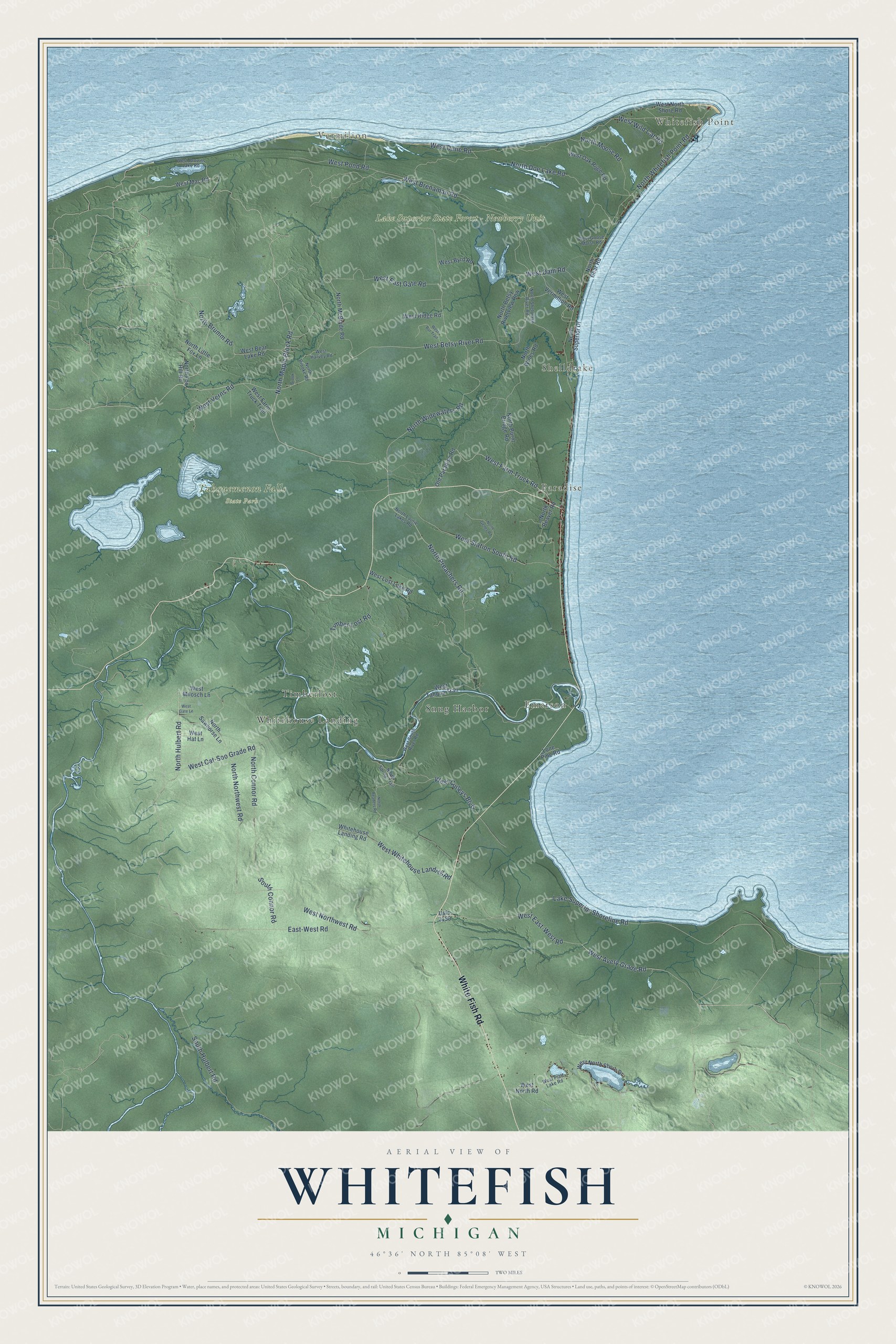 Watermarked full-map preview of Whitefish, Michigan