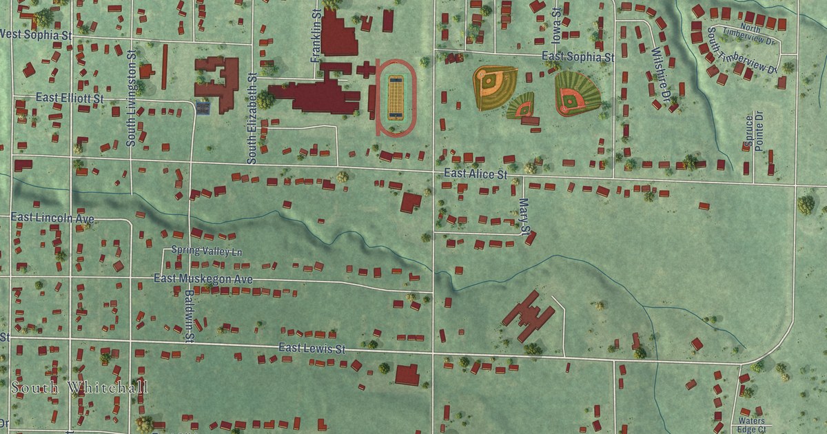 Map of Whitehall City, Michigan in 2026