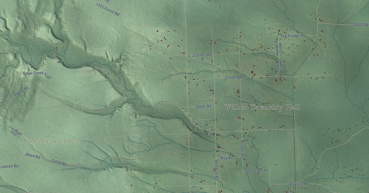 Map of Wilber, Michigan in 2026
