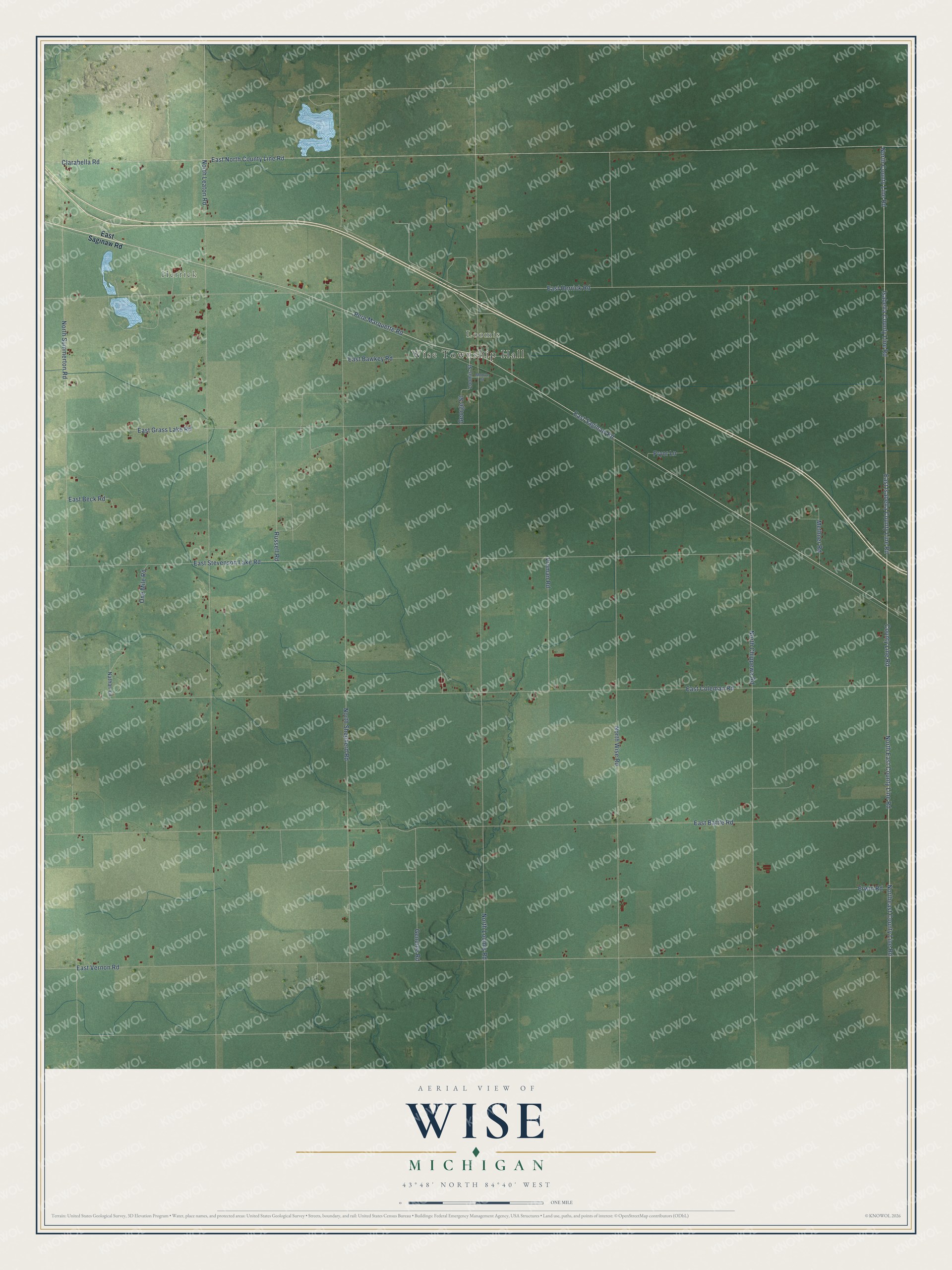 Watermarked full-map preview of Wise, Michigan