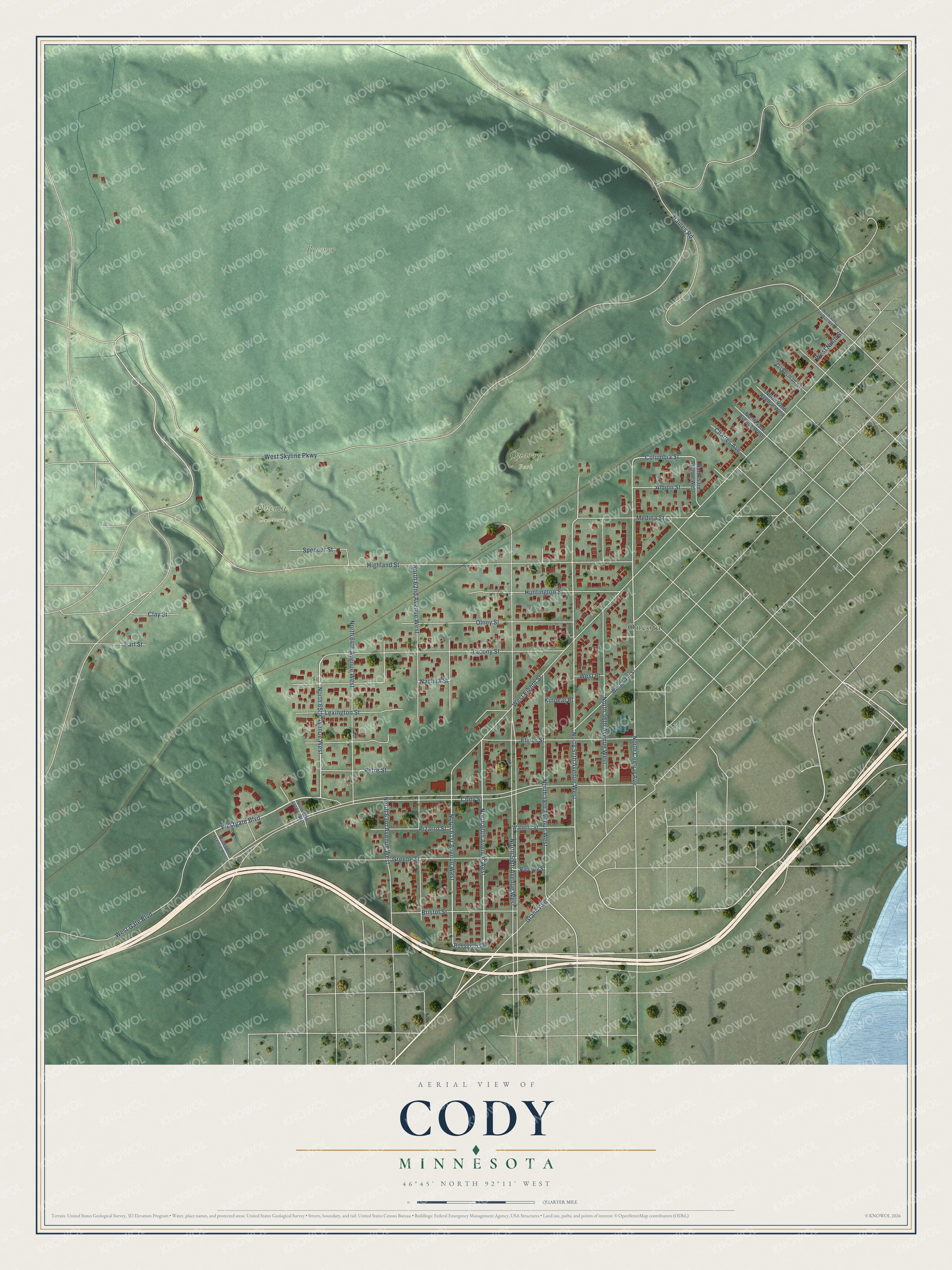 Watermarked full-map preview of Cody, Minnesota