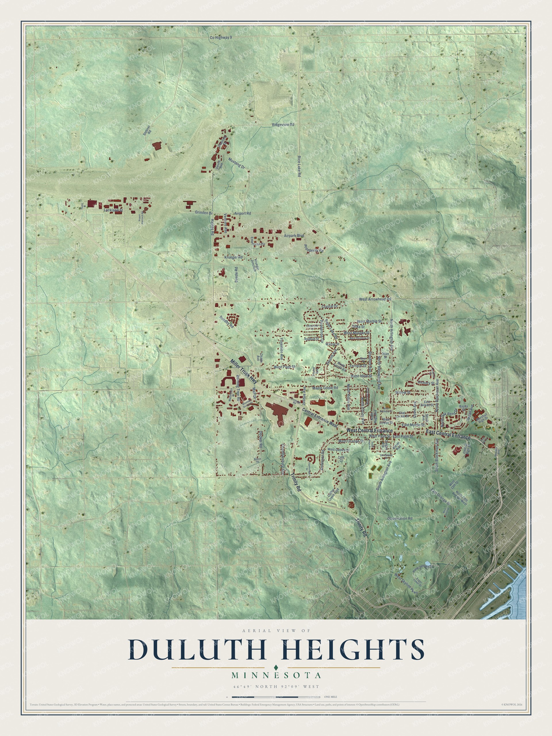 Watermarked full-map preview of Duluth Heights, Minnesota