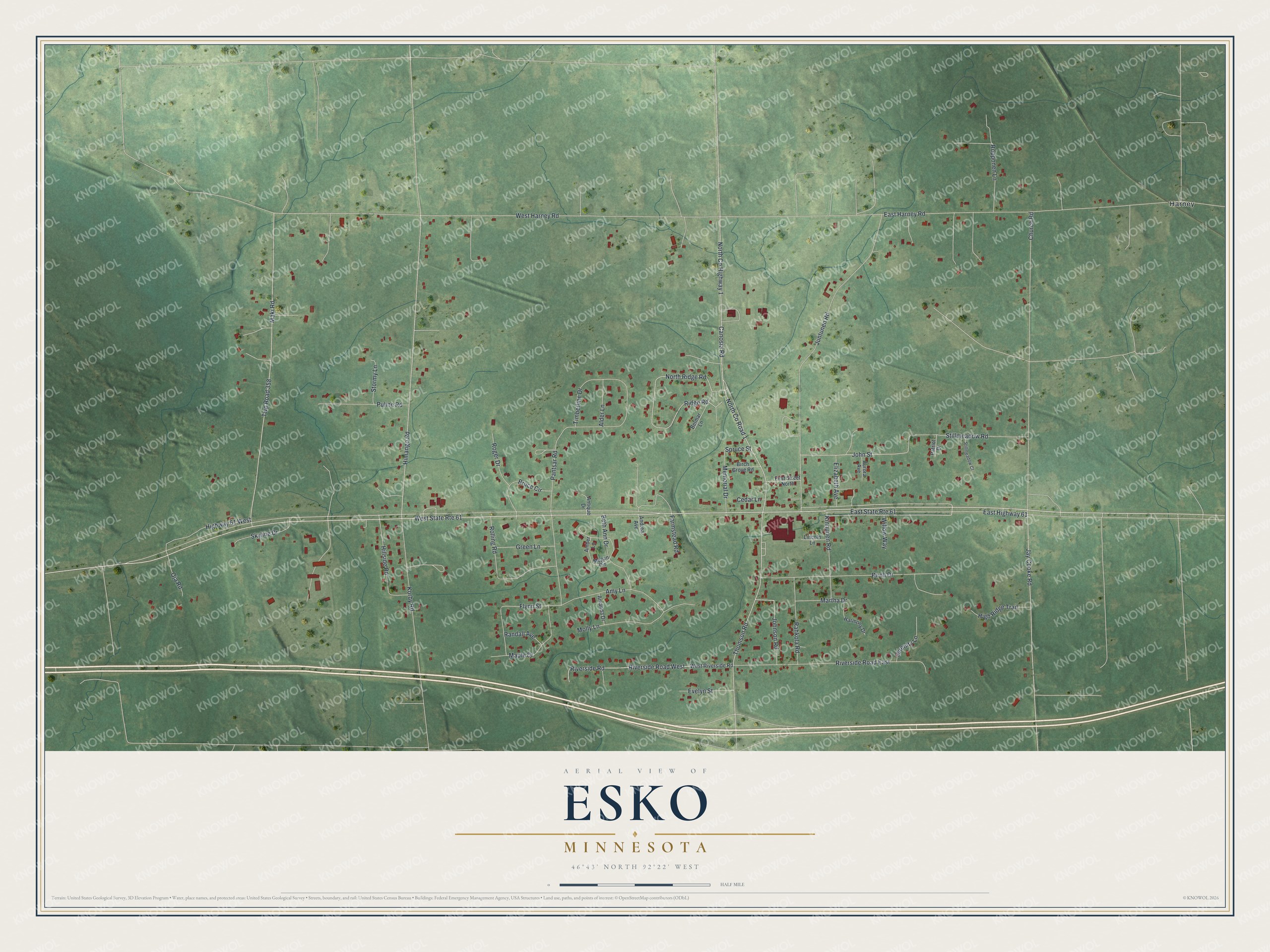Watermarked full-map preview of Esko, Minnesota