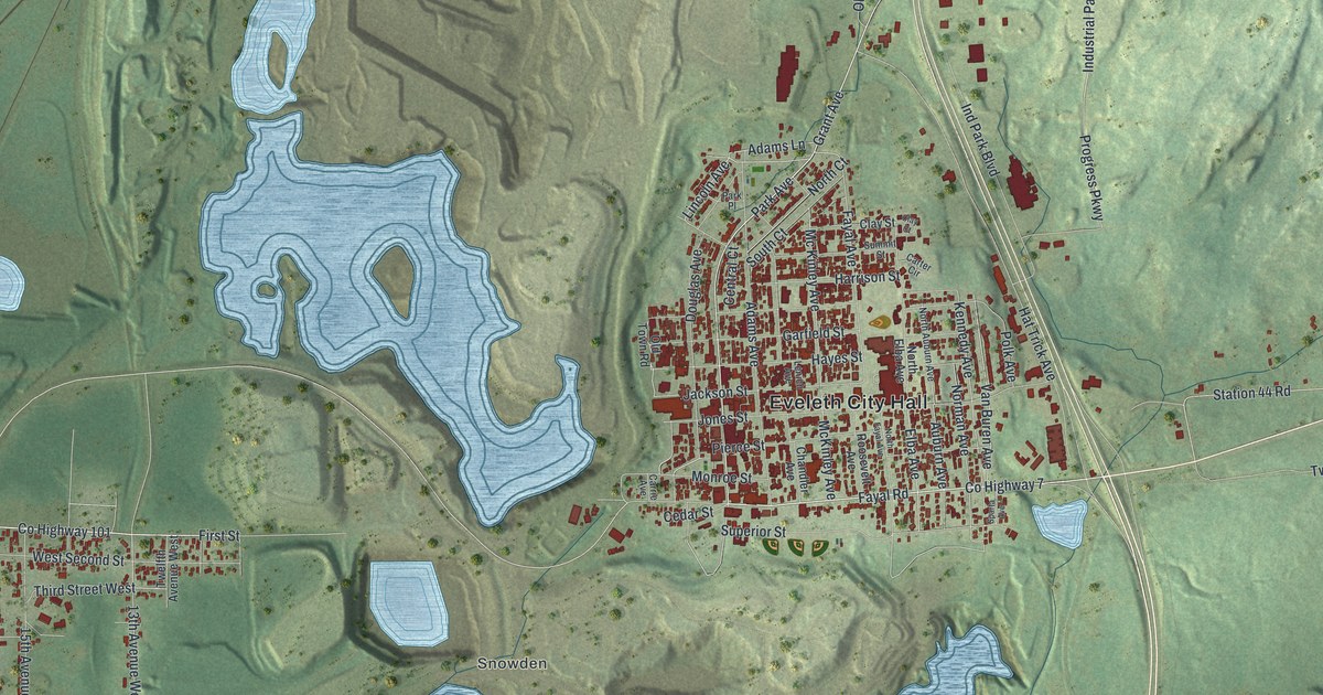 Map of Eveleth, Minnesota in 2026