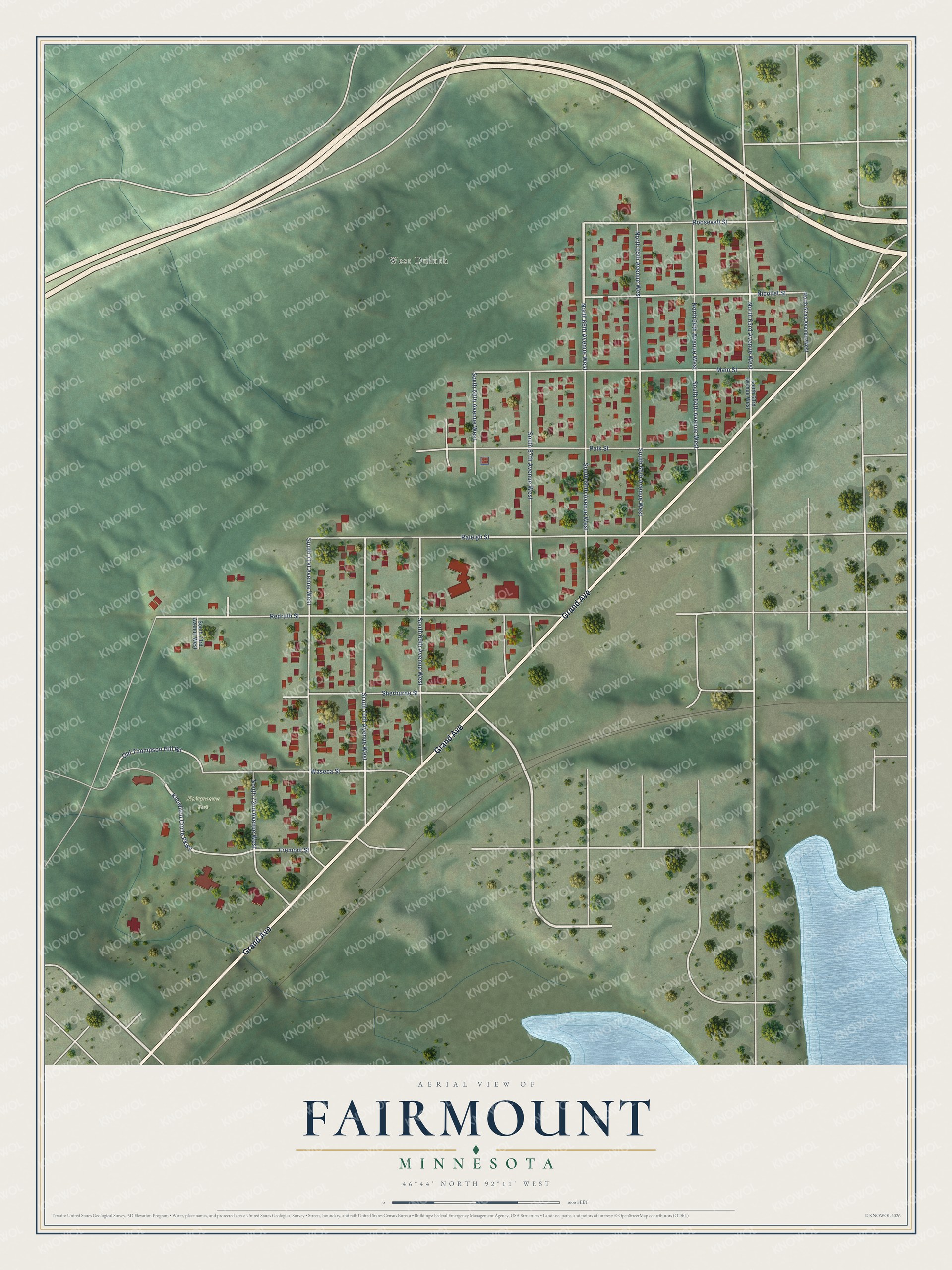 Watermarked full-map preview of Fairmount, Minnesota