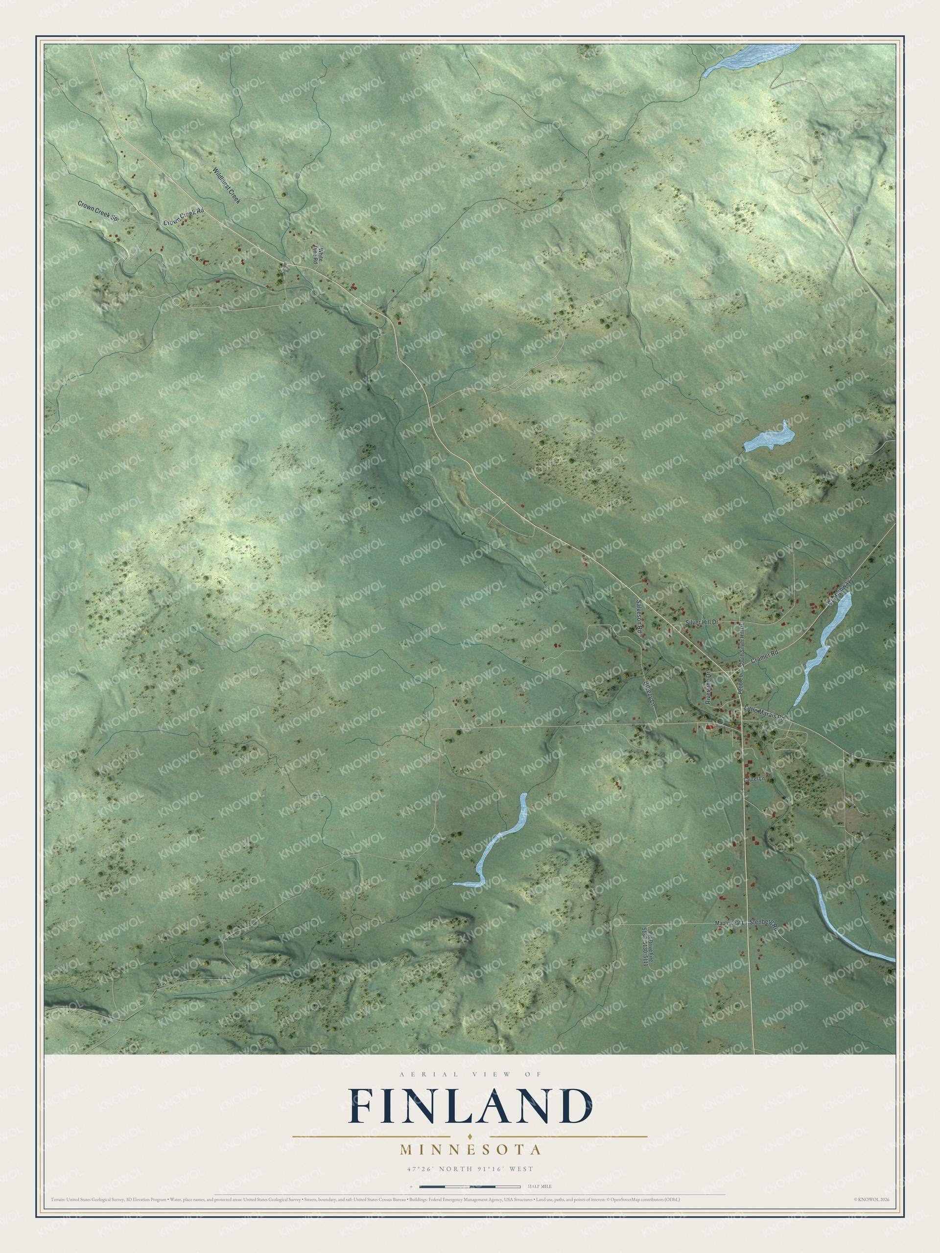 Watermarked full-map preview of Finland, Minnesota