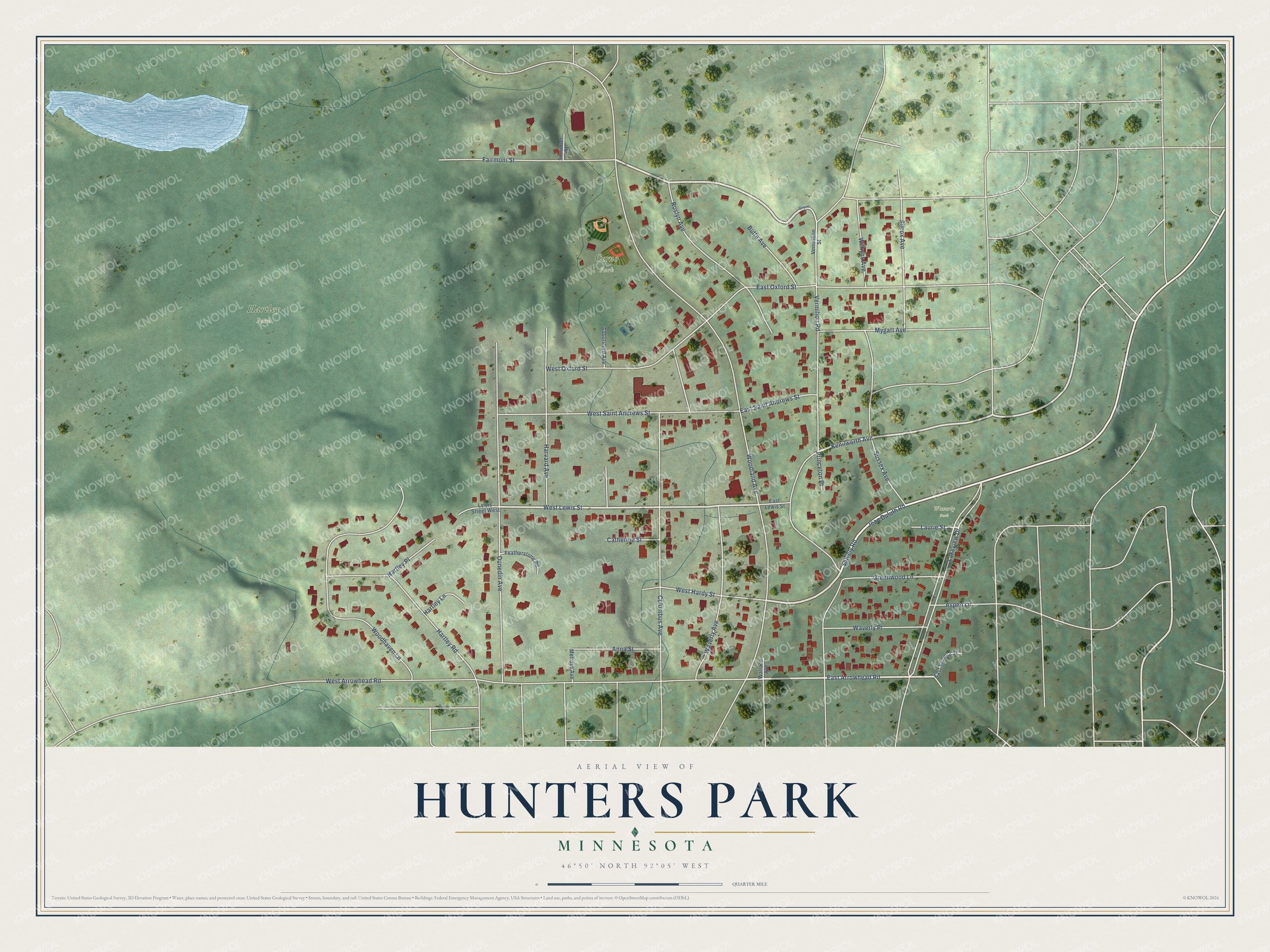Watermarked full-map preview of Hunters Park, Minnesota