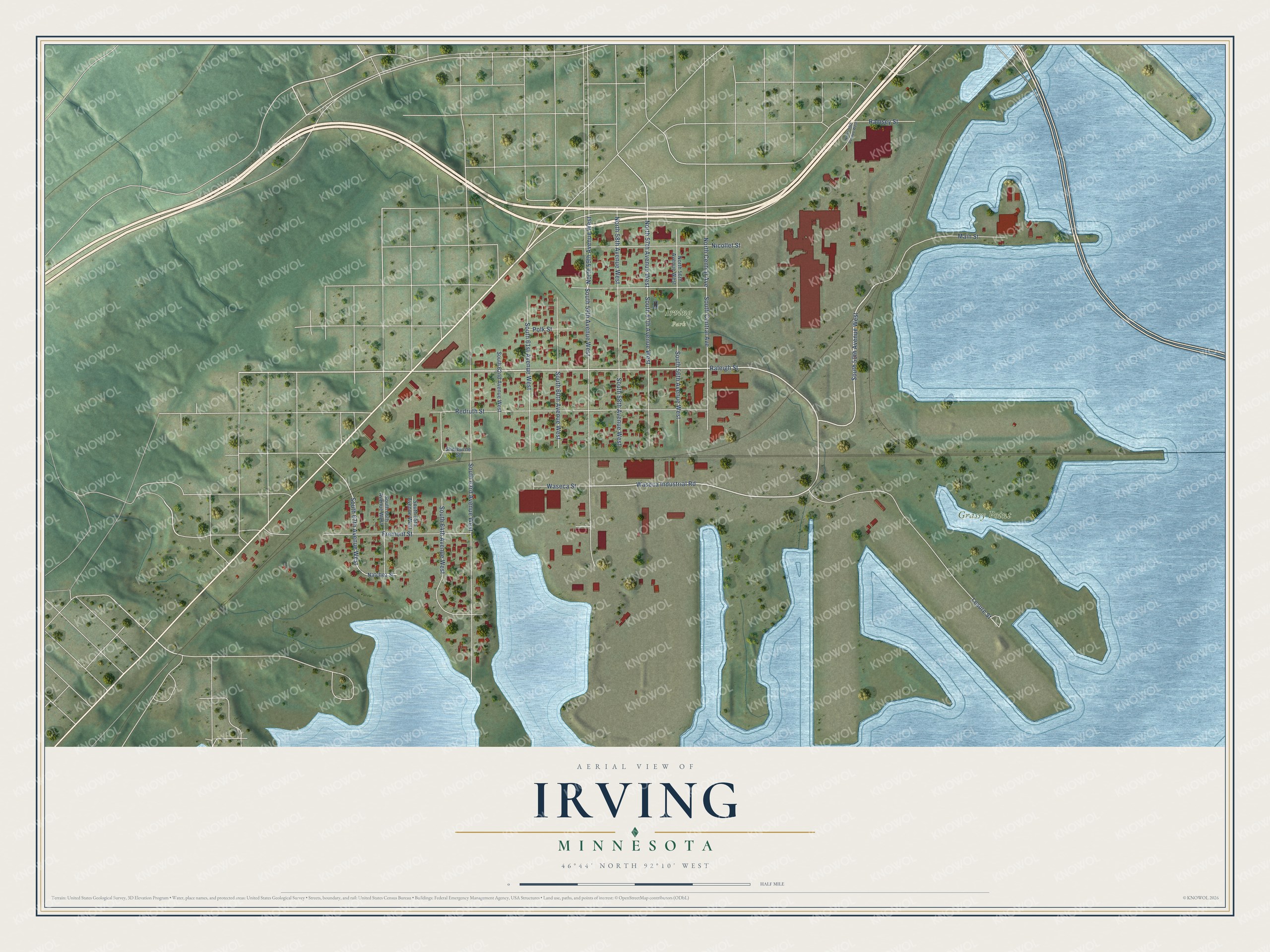 Watermarked full-map preview of Irving, Minnesota