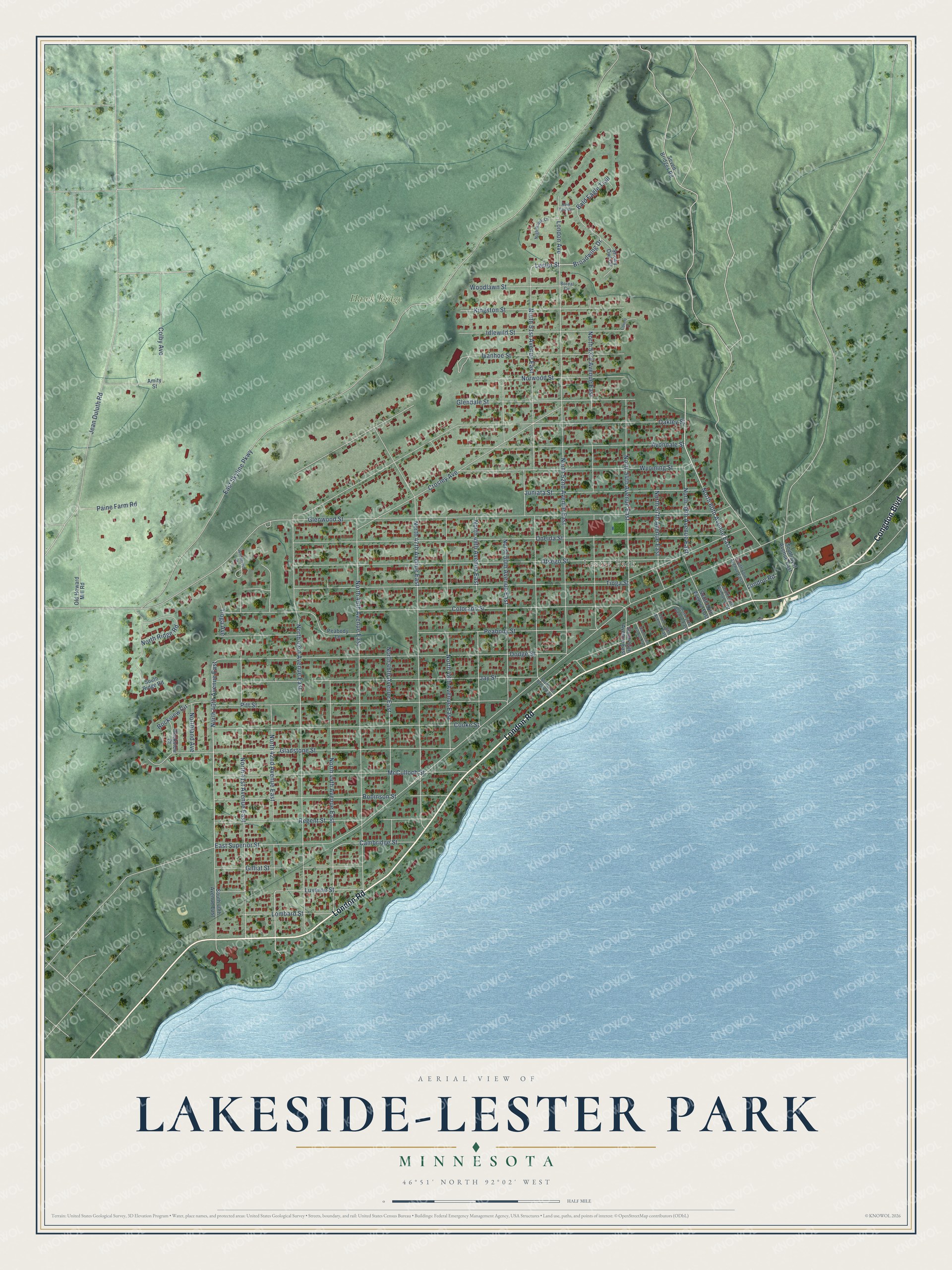 Watermarked full-map preview of Lakeside-Lester Park, Minnesota