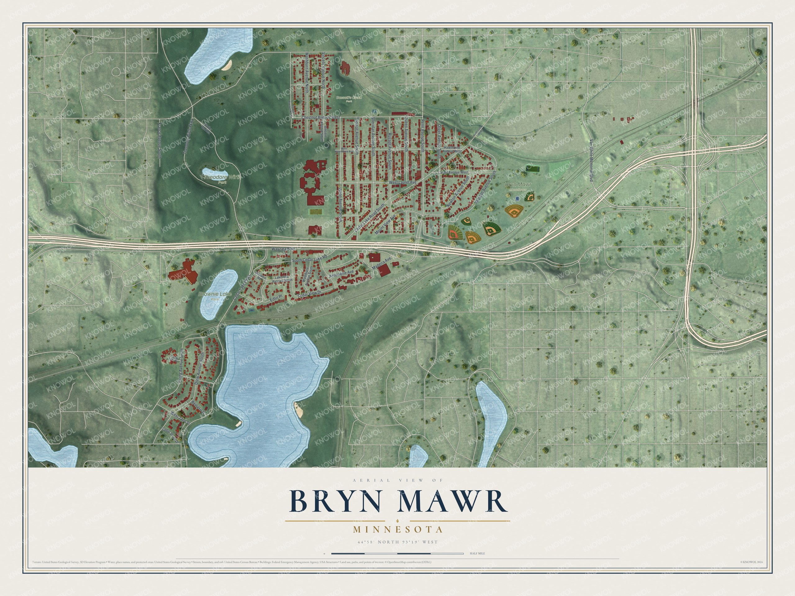 Watermarked full-map preview of Bryn Mawr, Minnesota