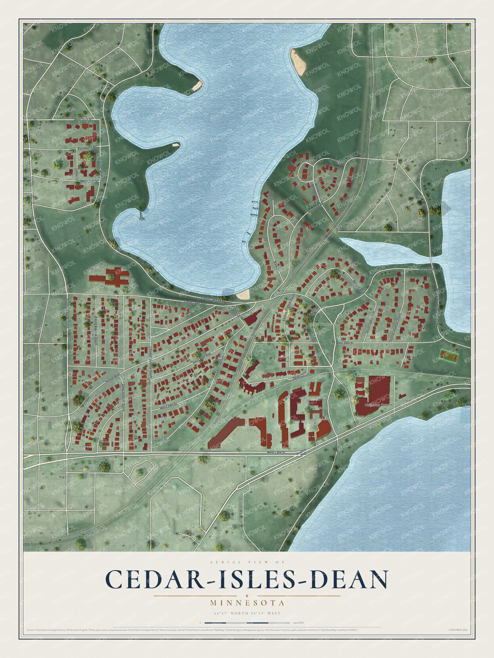 Watermarked full-map preview of Cedar-Isles-Dean, Minnesota