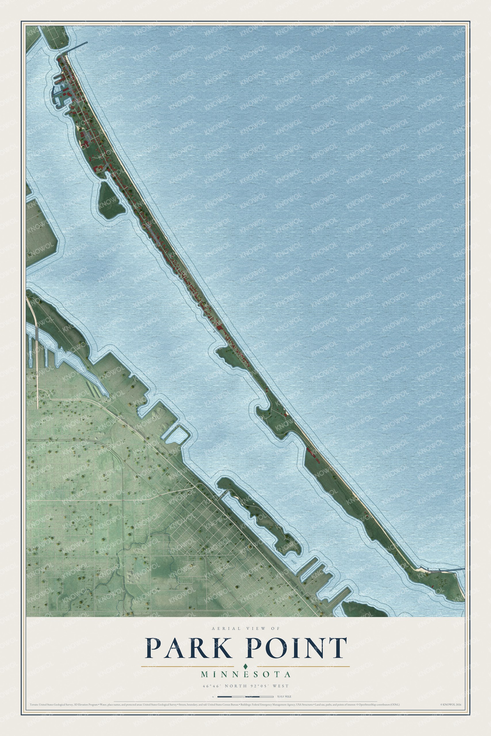 Watermarked full-map preview of Park Point, Minnesota