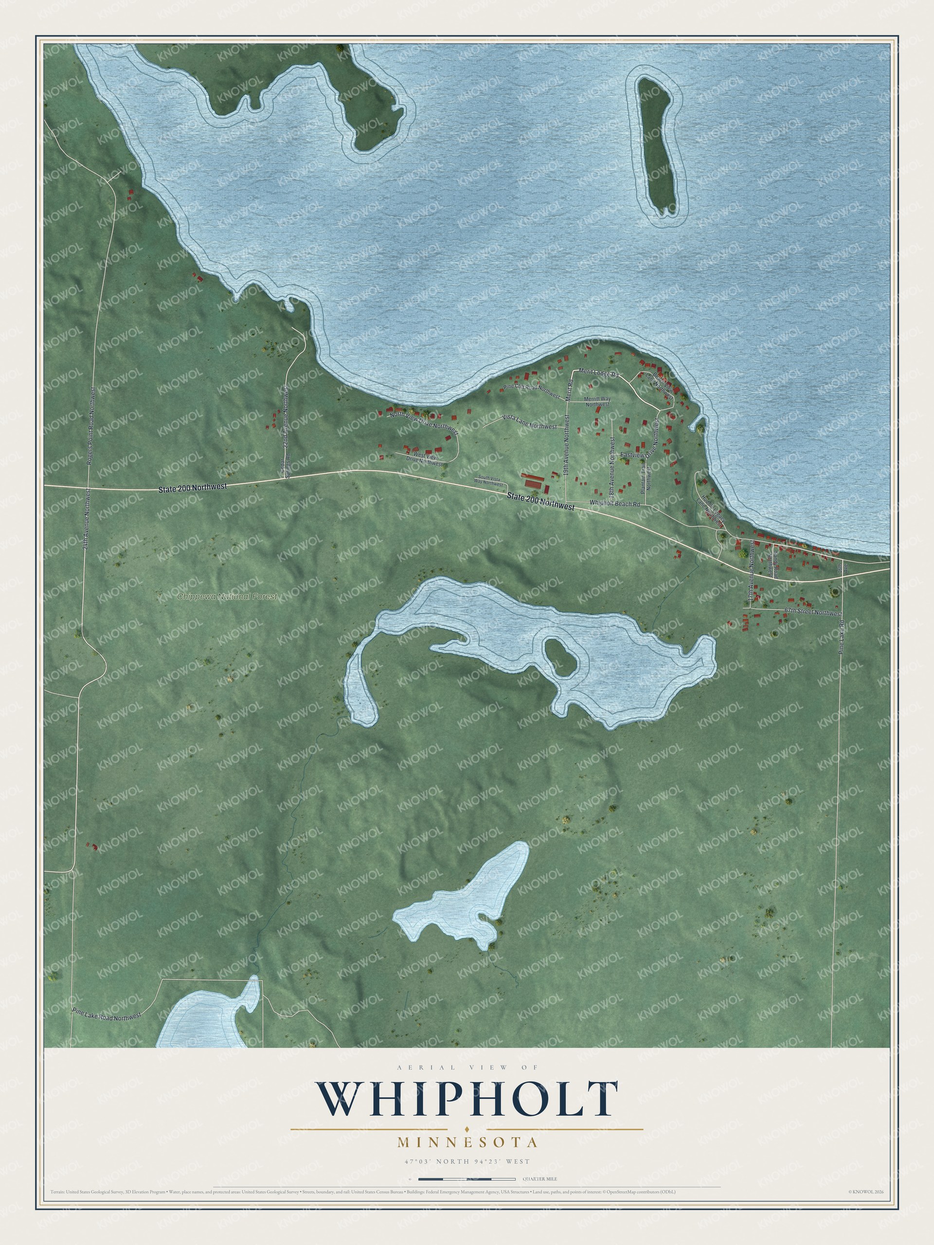 Watermarked full-map preview of Whipholt, Minnesota