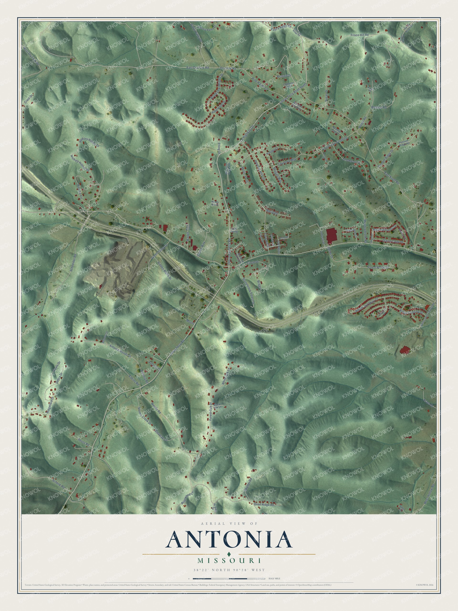 Watermarked full-map preview of Antonia, Missouri