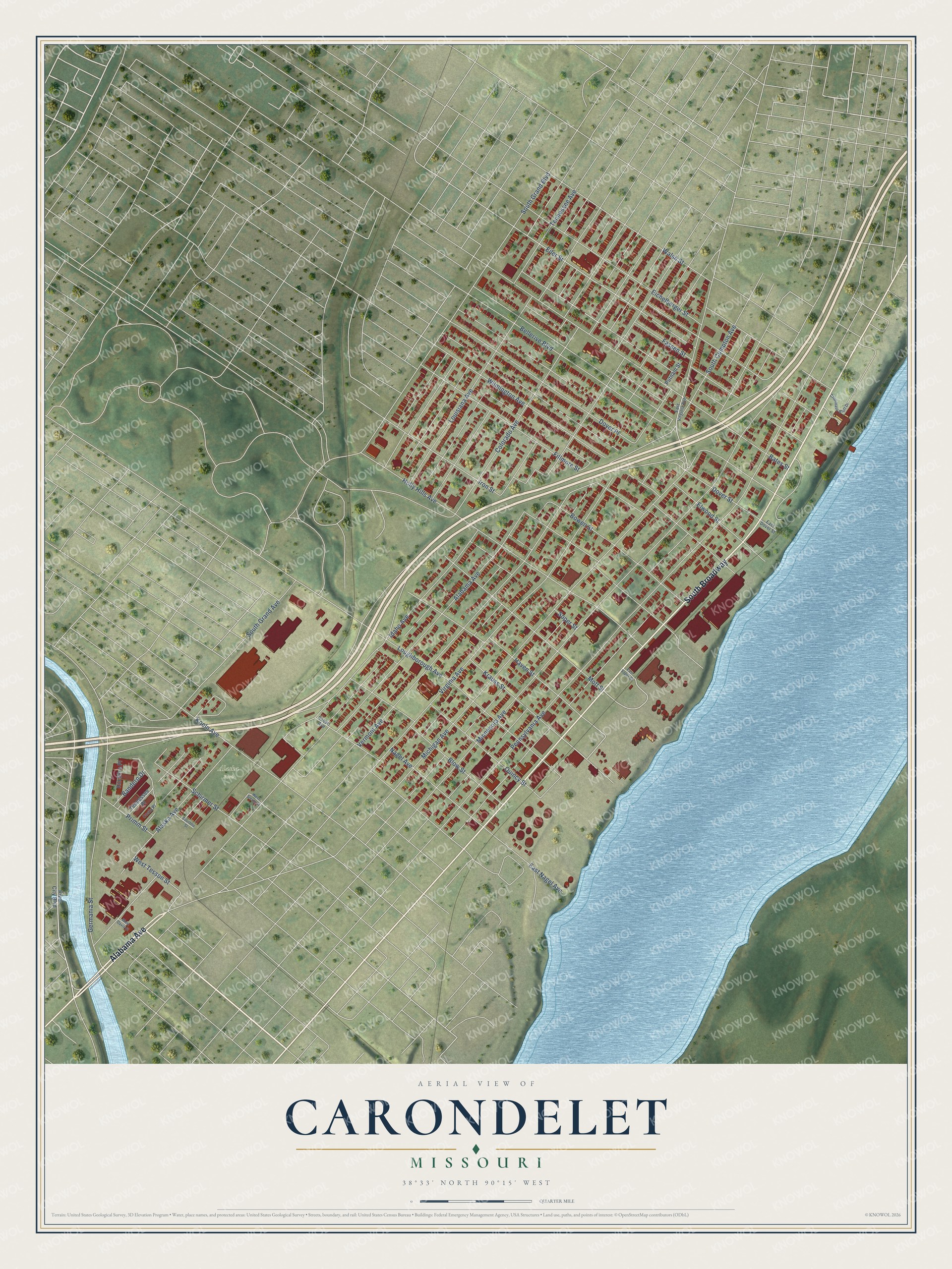 Watermarked full-map preview of Carondelet, Missouri
