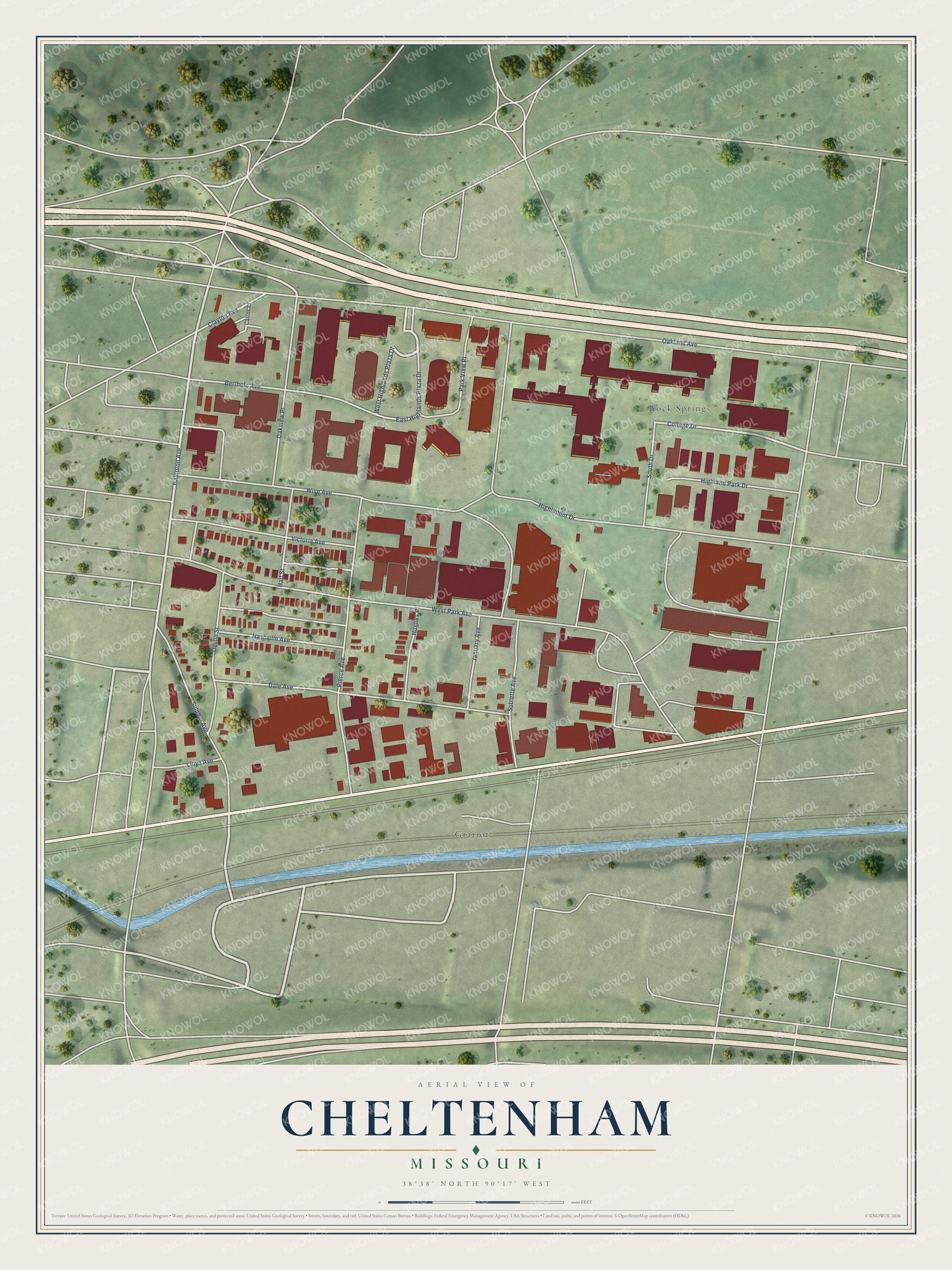 Watermarked full-map preview of Cheltenham, Missouri