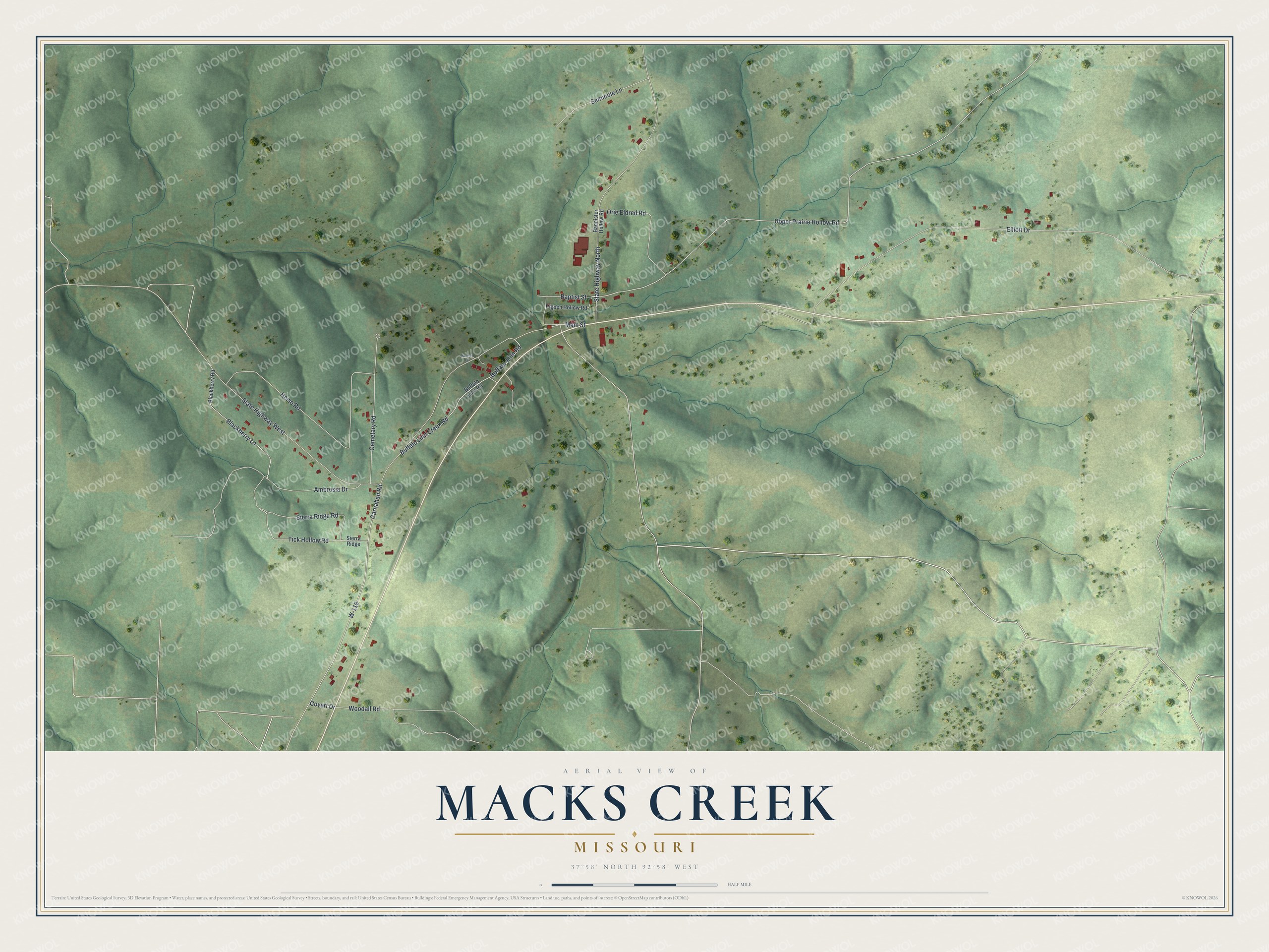 Watermarked full-map preview of Macks Creek, Missouri