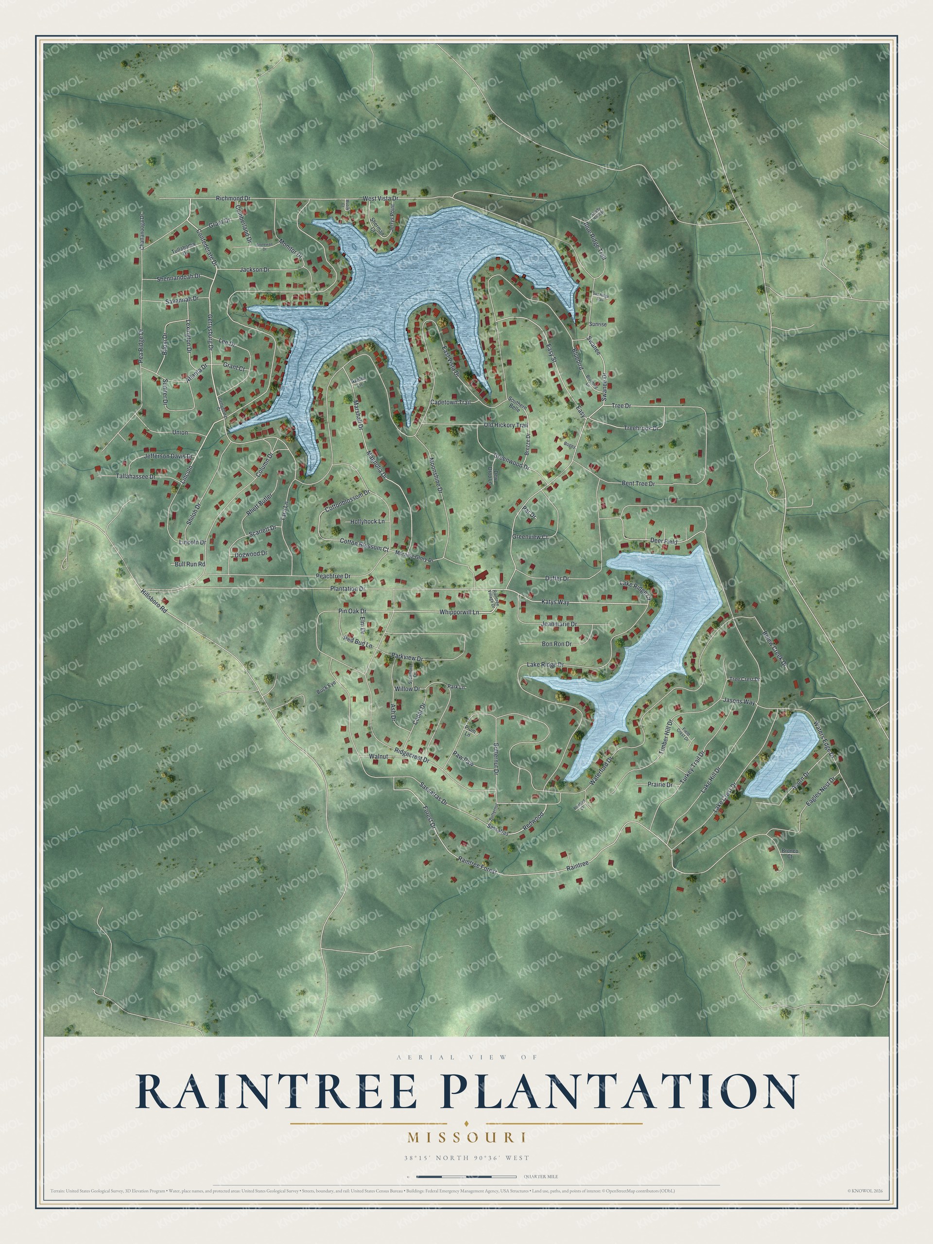 Watermarked full-map preview of Raintree Plantation, Missouri