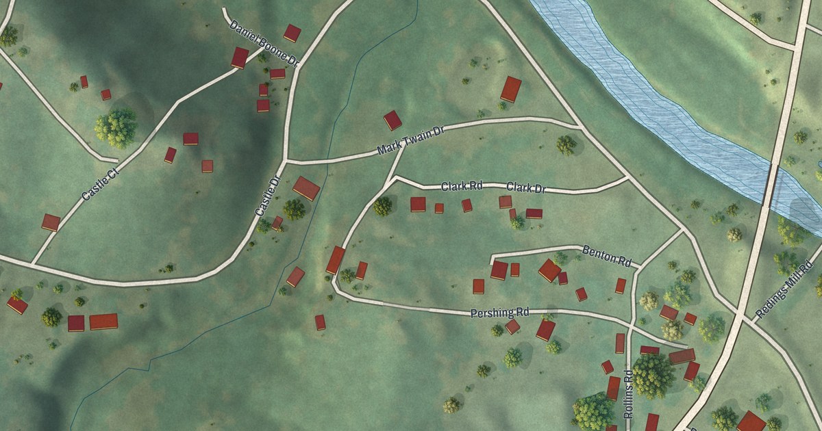 Map of Redings Mill, Missouri in 2026
