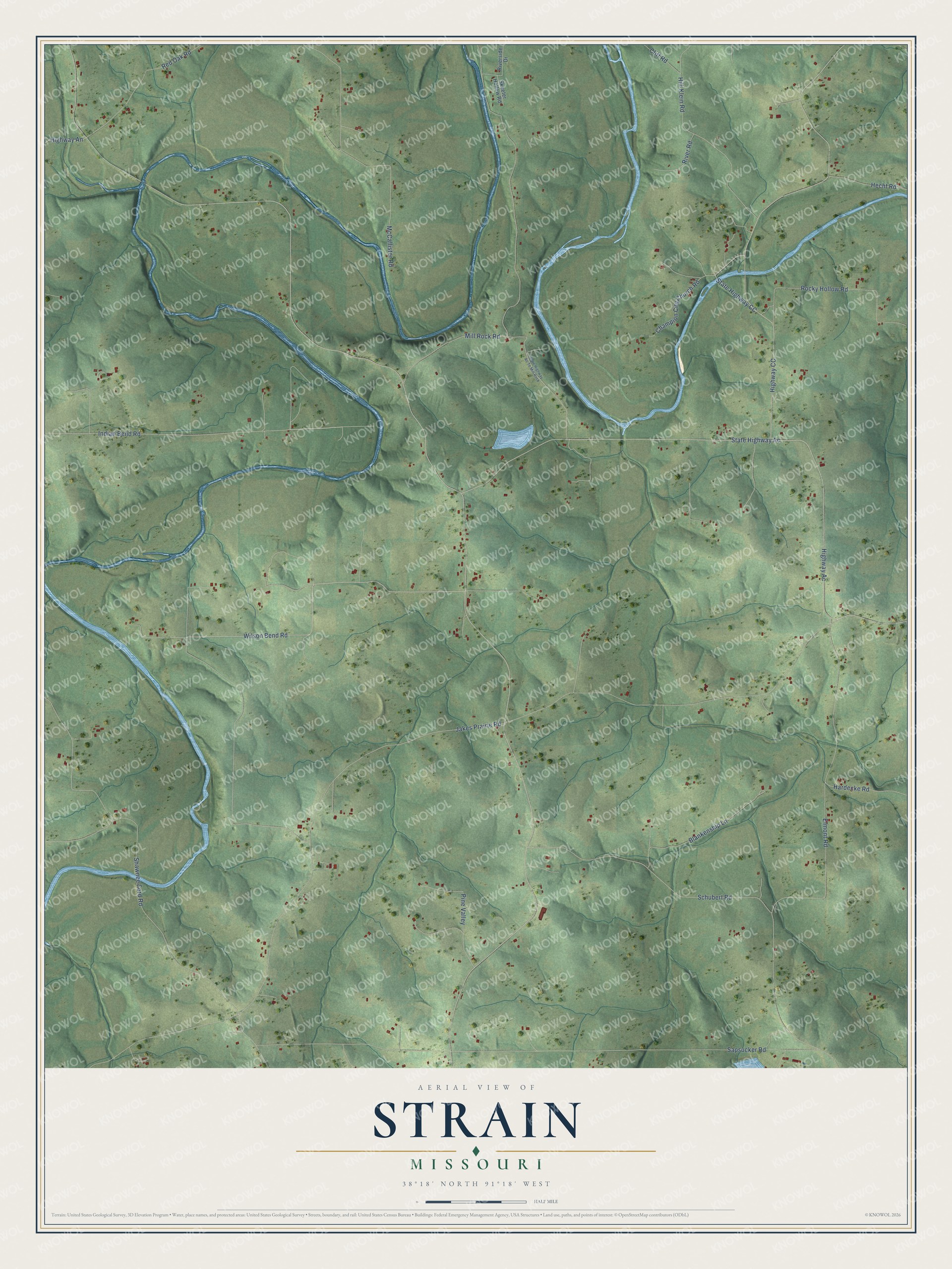 Watermarked full-map preview of Strain, Missouri
