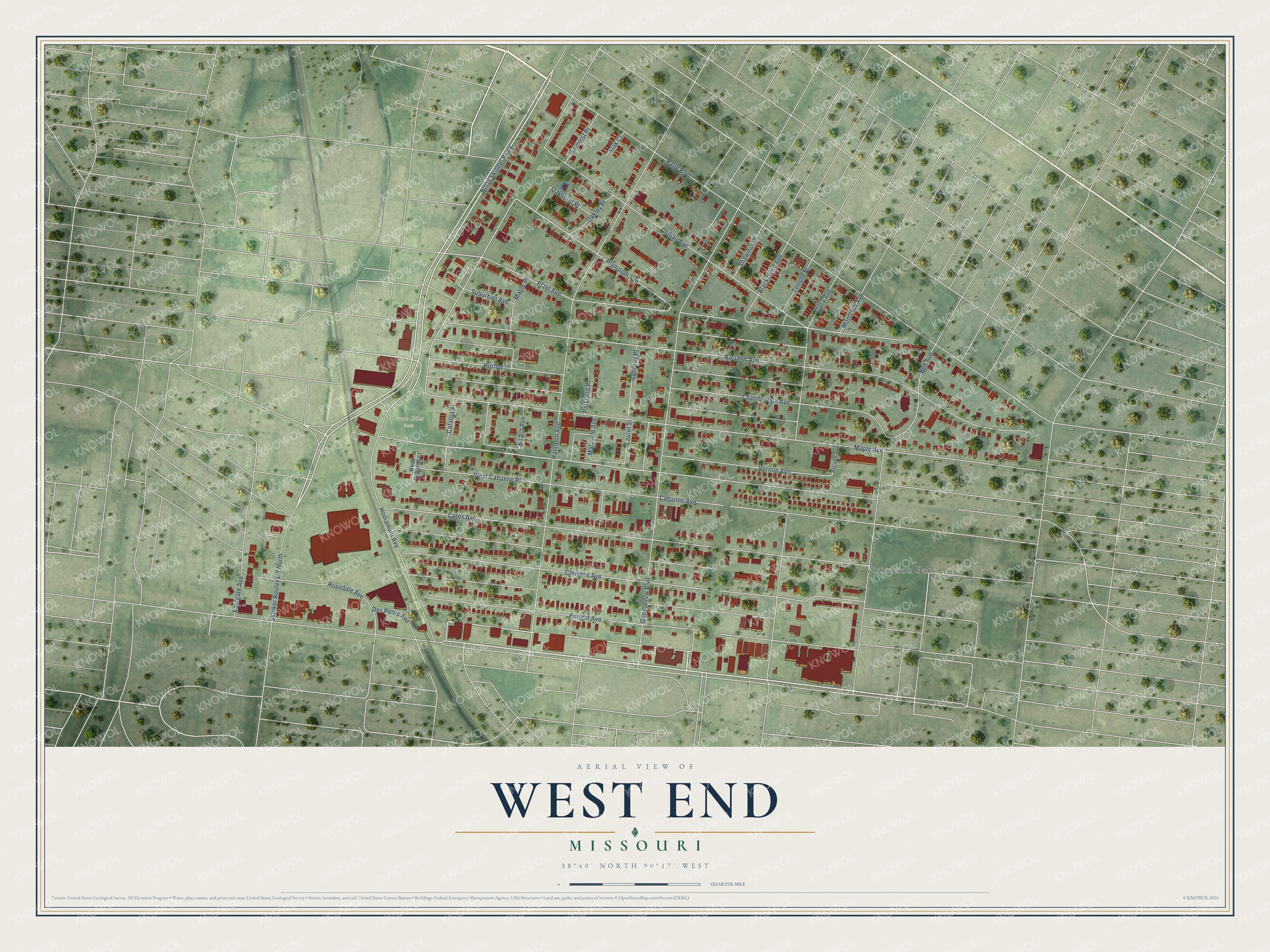 Watermarked full-map preview of West End, Missouri