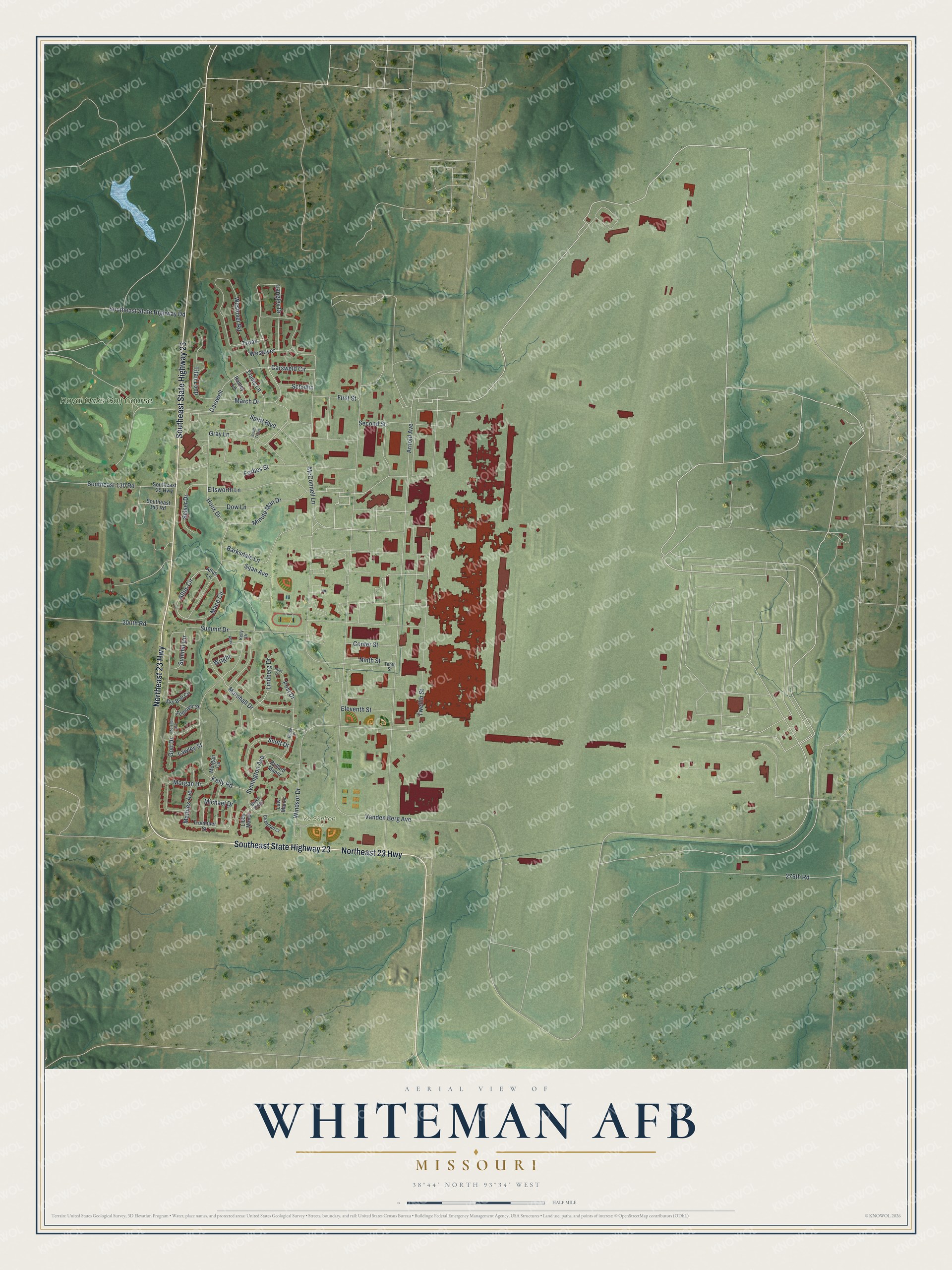 Watermarked full-map preview of Whiteman AFB, Missouri
