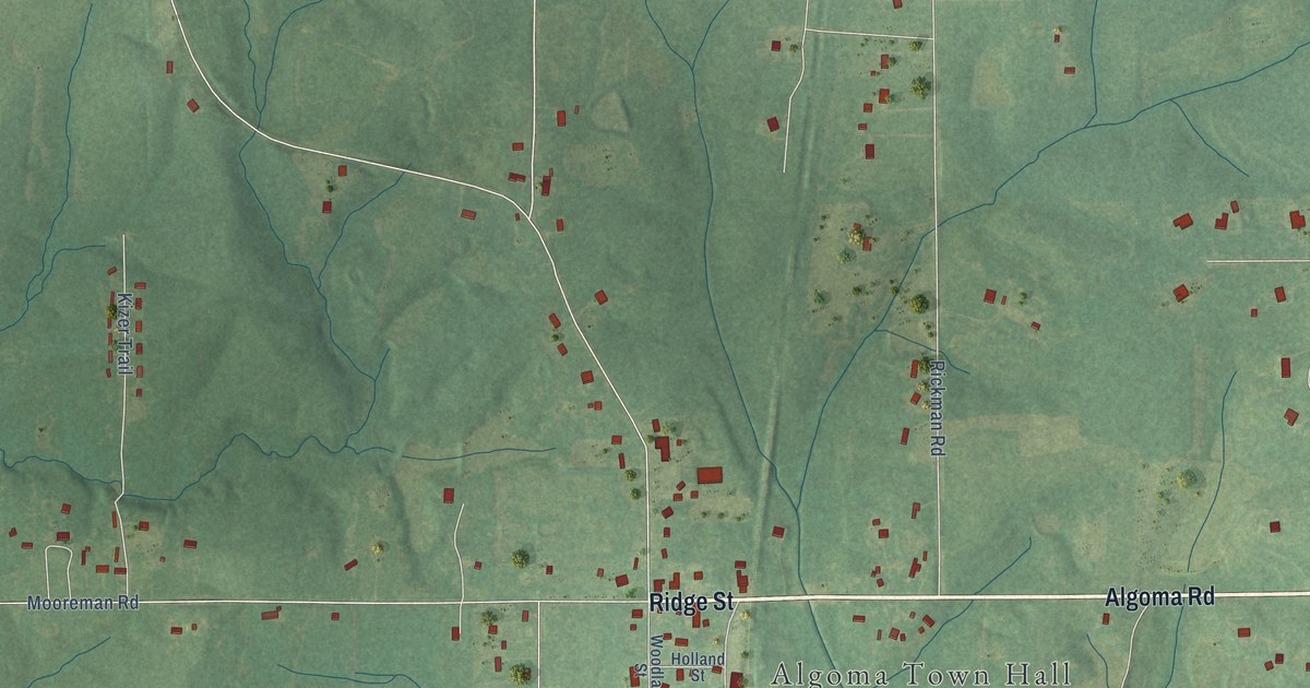 Map of Algoma, Mississippi in 2026