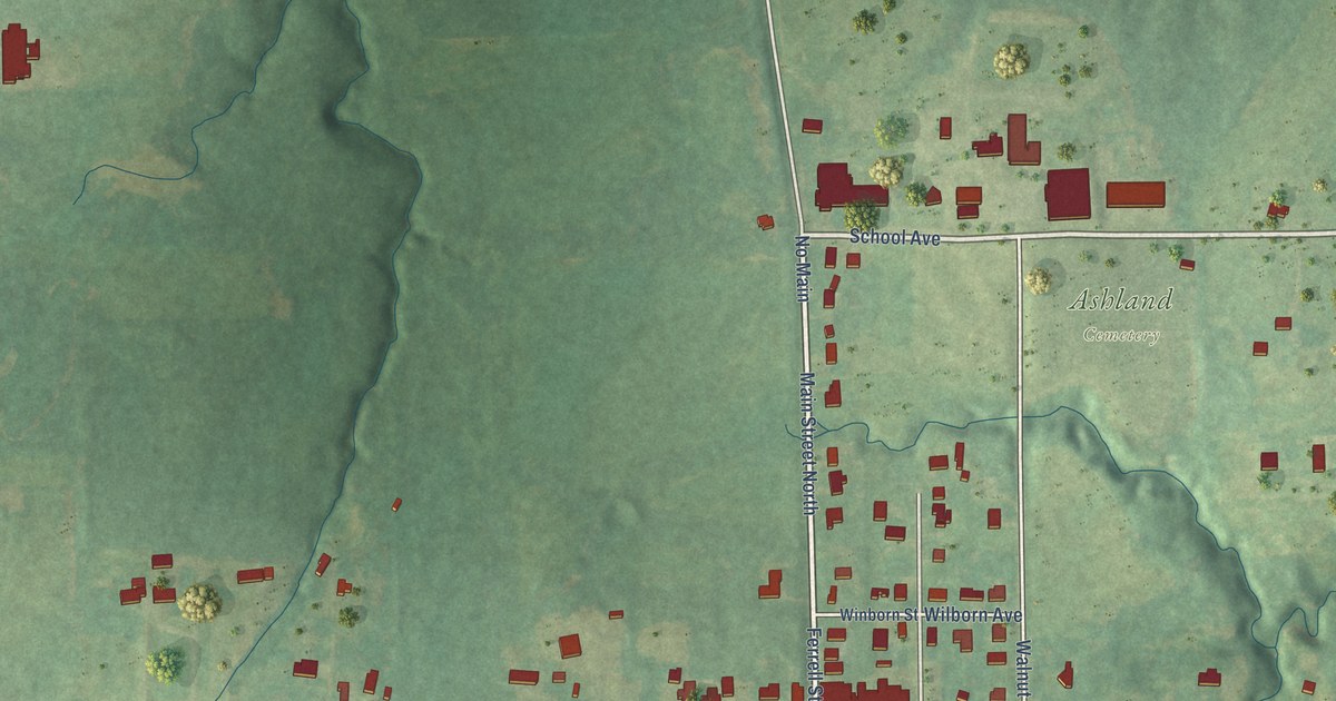Map of Ashland, Mississippi in 2026
