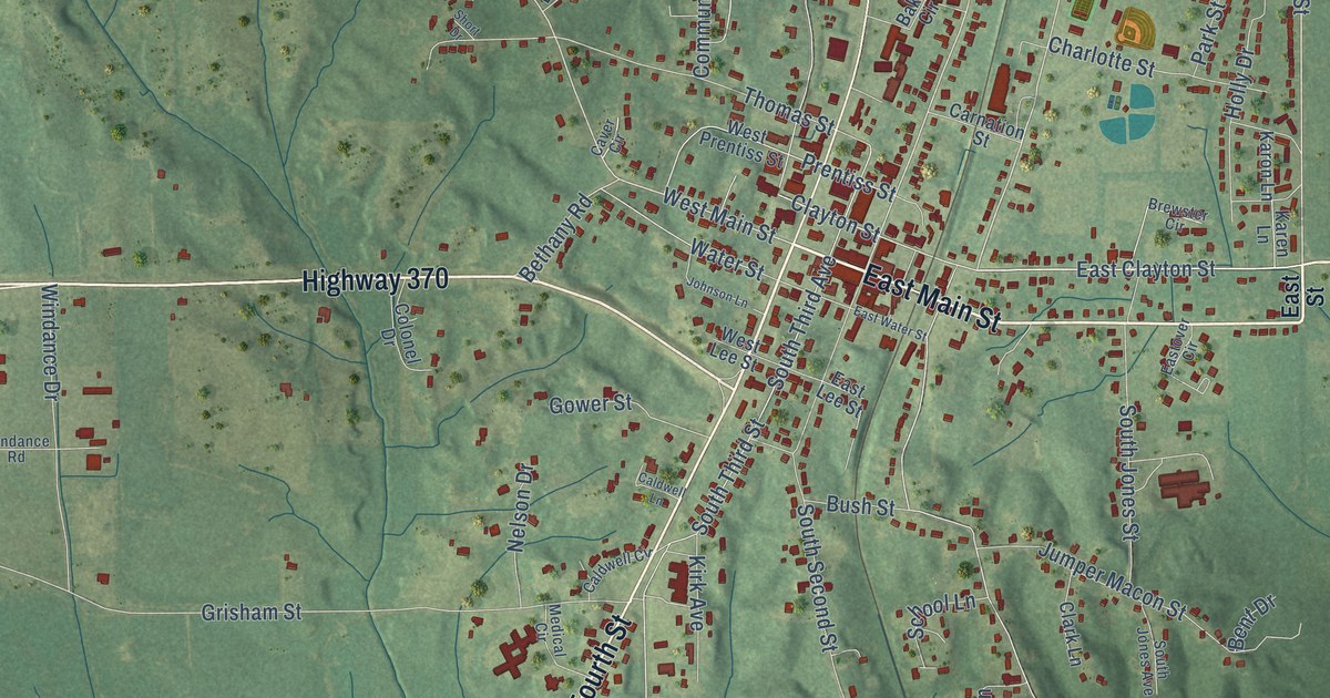 Map of Baldwyn, Mississippi in 2026