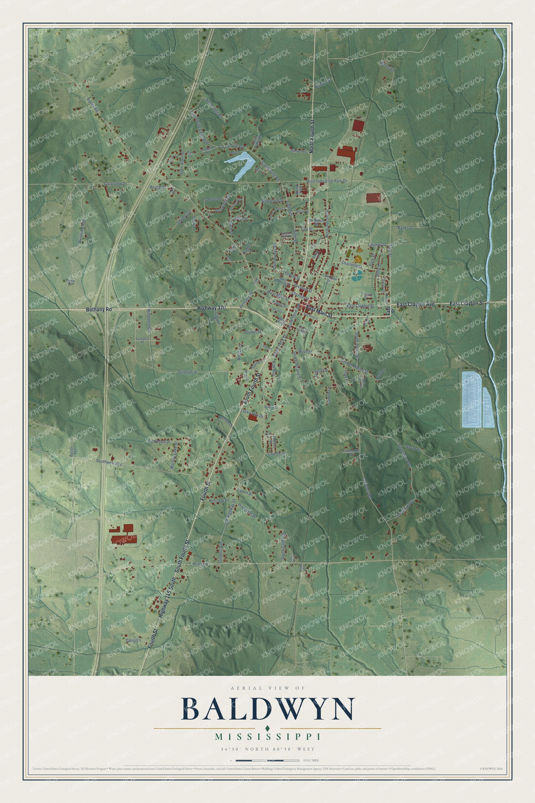Watermarked full-map preview of Baldwyn, Mississippi