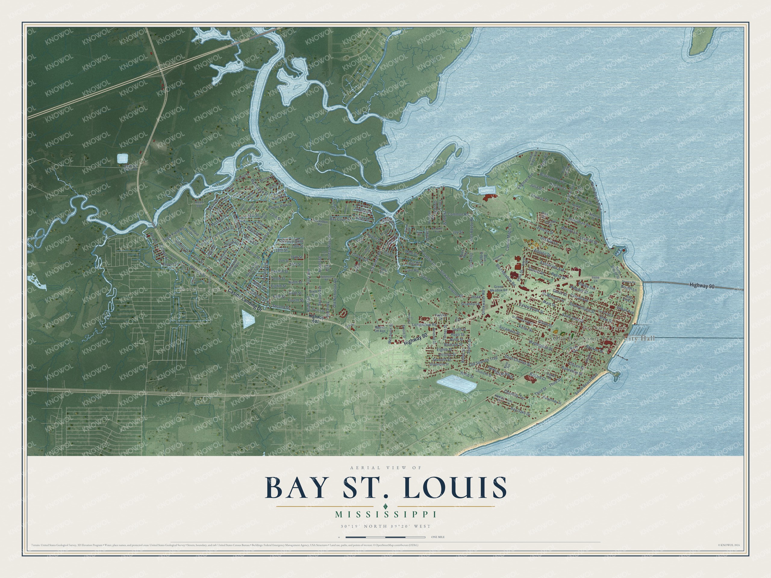 Watermarked full-map preview of Bay St. Louis, Mississippi