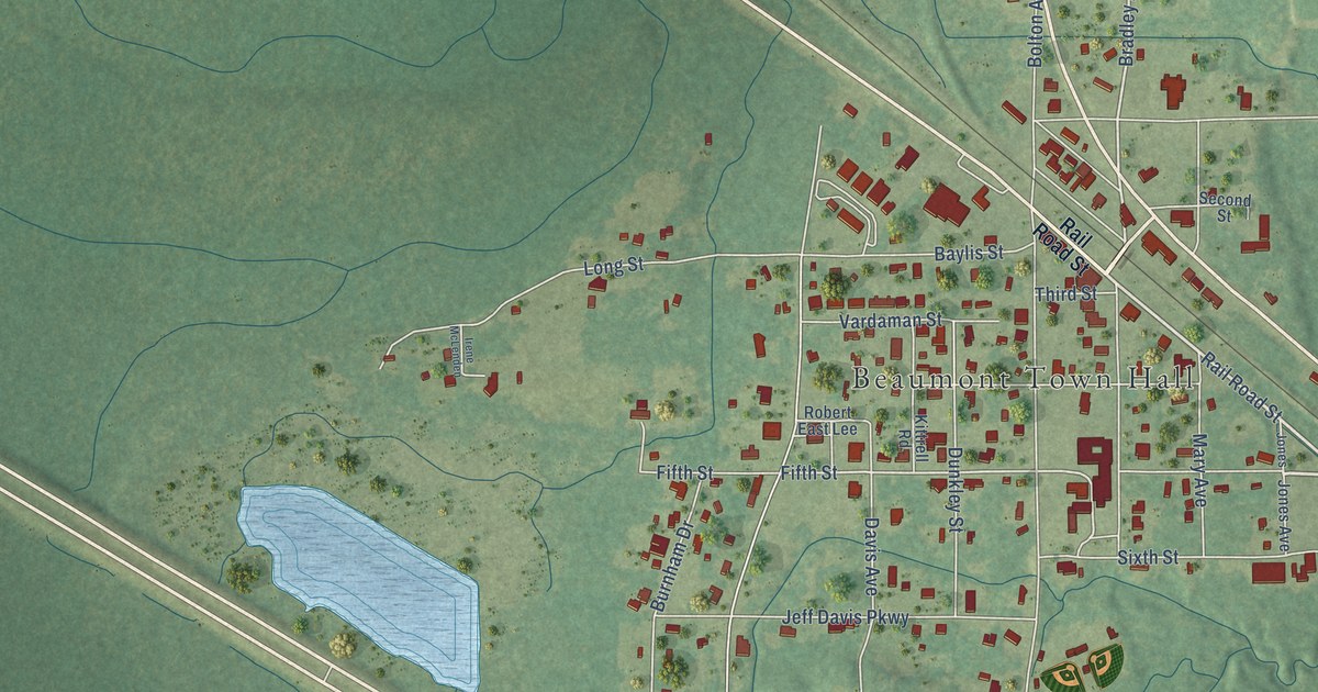 Map of Beaumont, Mississippi in 2026