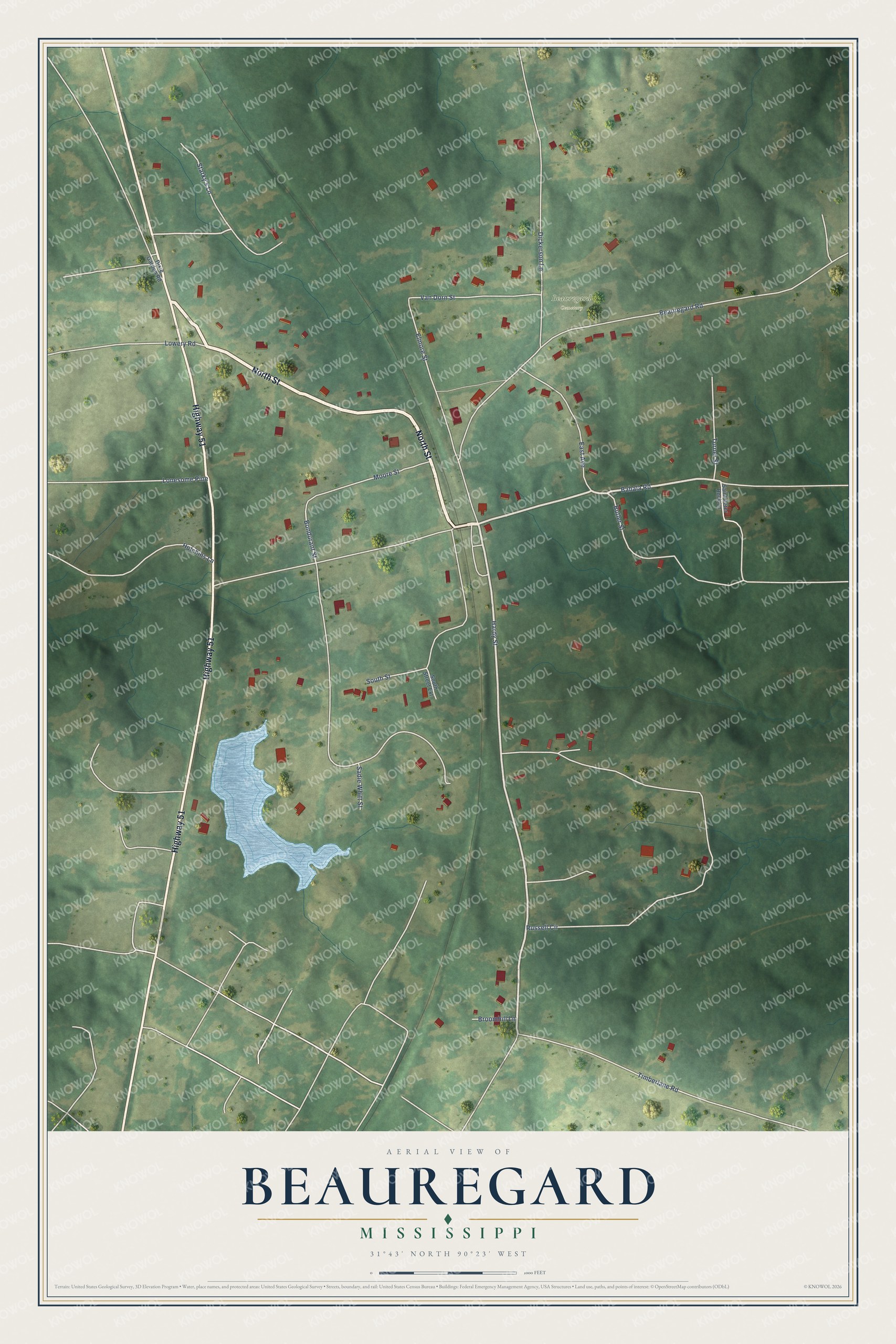 Watermarked full-map preview of Beauregard, Mississippi