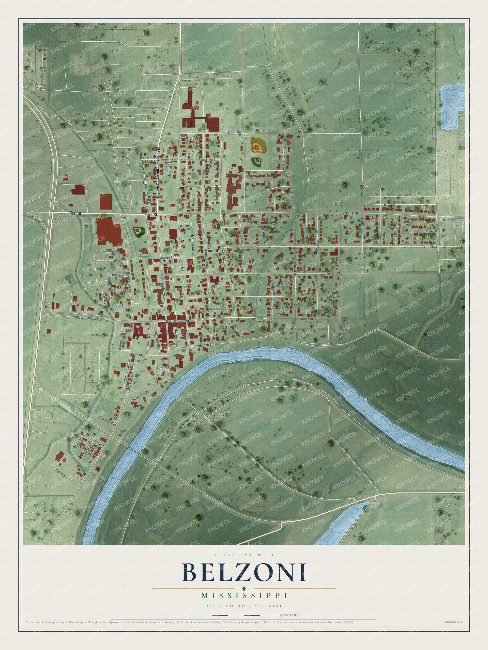 Watermarked full-map preview of Belzoni, Mississippi