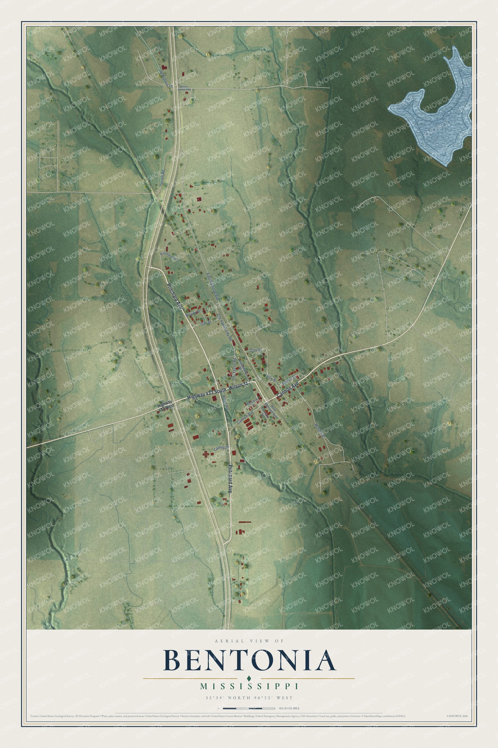 Watermarked full-map preview of Bentonia, Mississippi