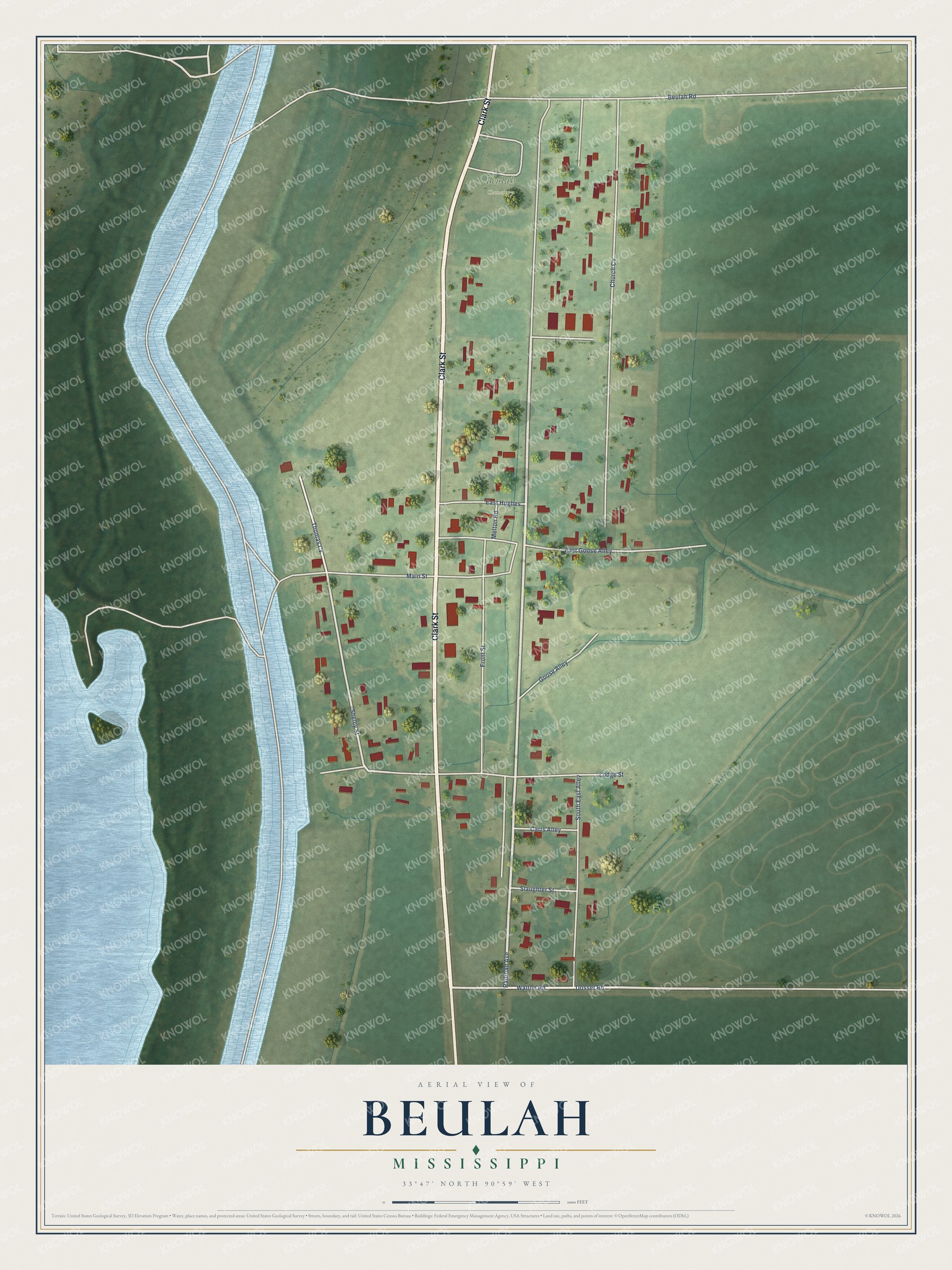 Watermarked full-map preview of Beulah, Mississippi