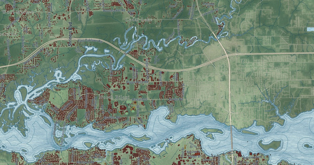 Map of Biloxi, Mississippi in 2026