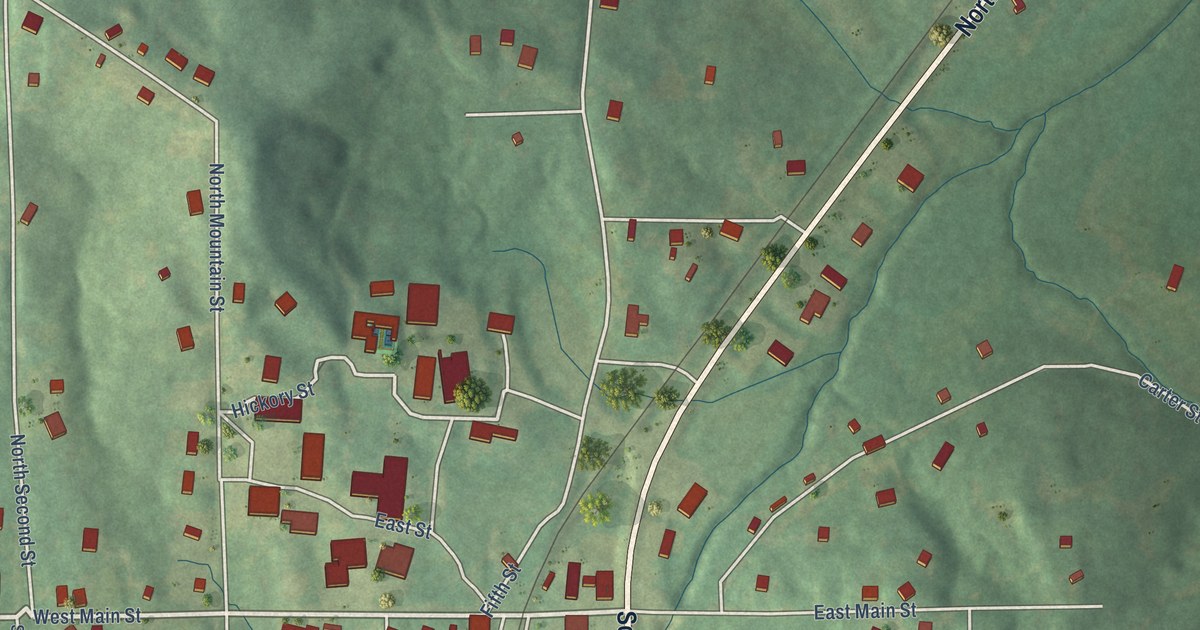 Map of Blue Mountain, Mississippi in 2026