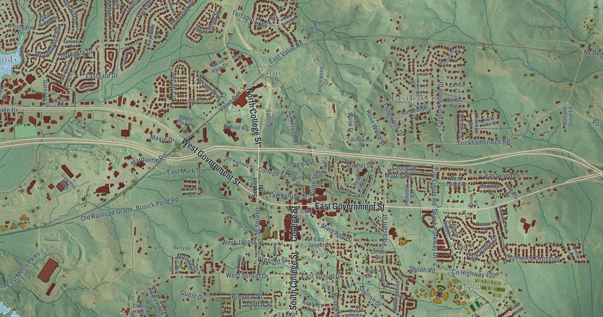 Map of Brandon, Mississippi in 2026