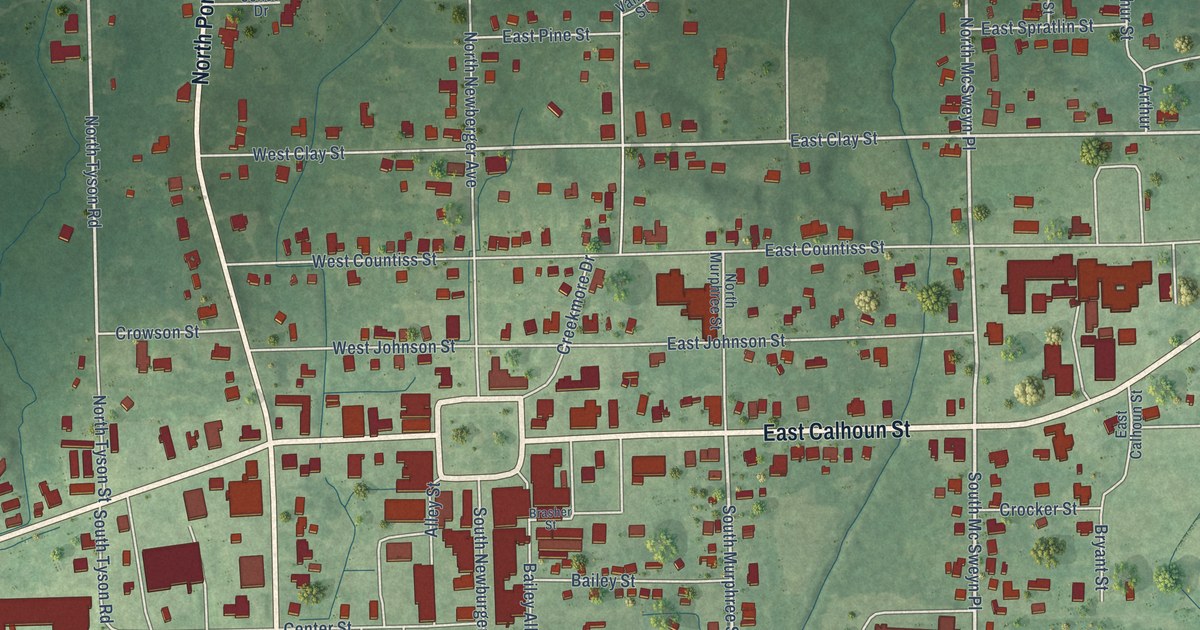 Map of Bruce, Mississippi in 2026