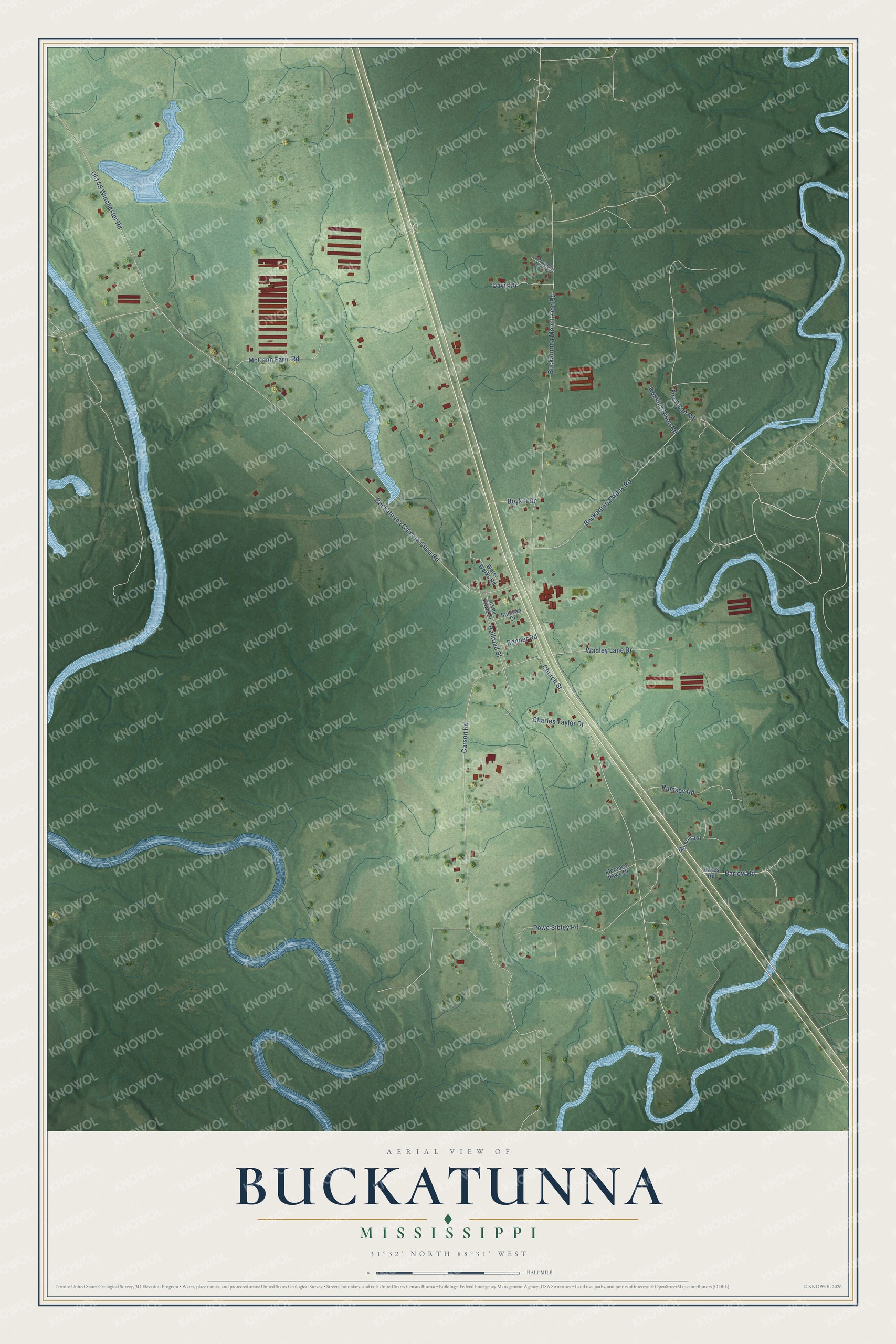 Watermarked full-map preview of Buckatunna, Mississippi