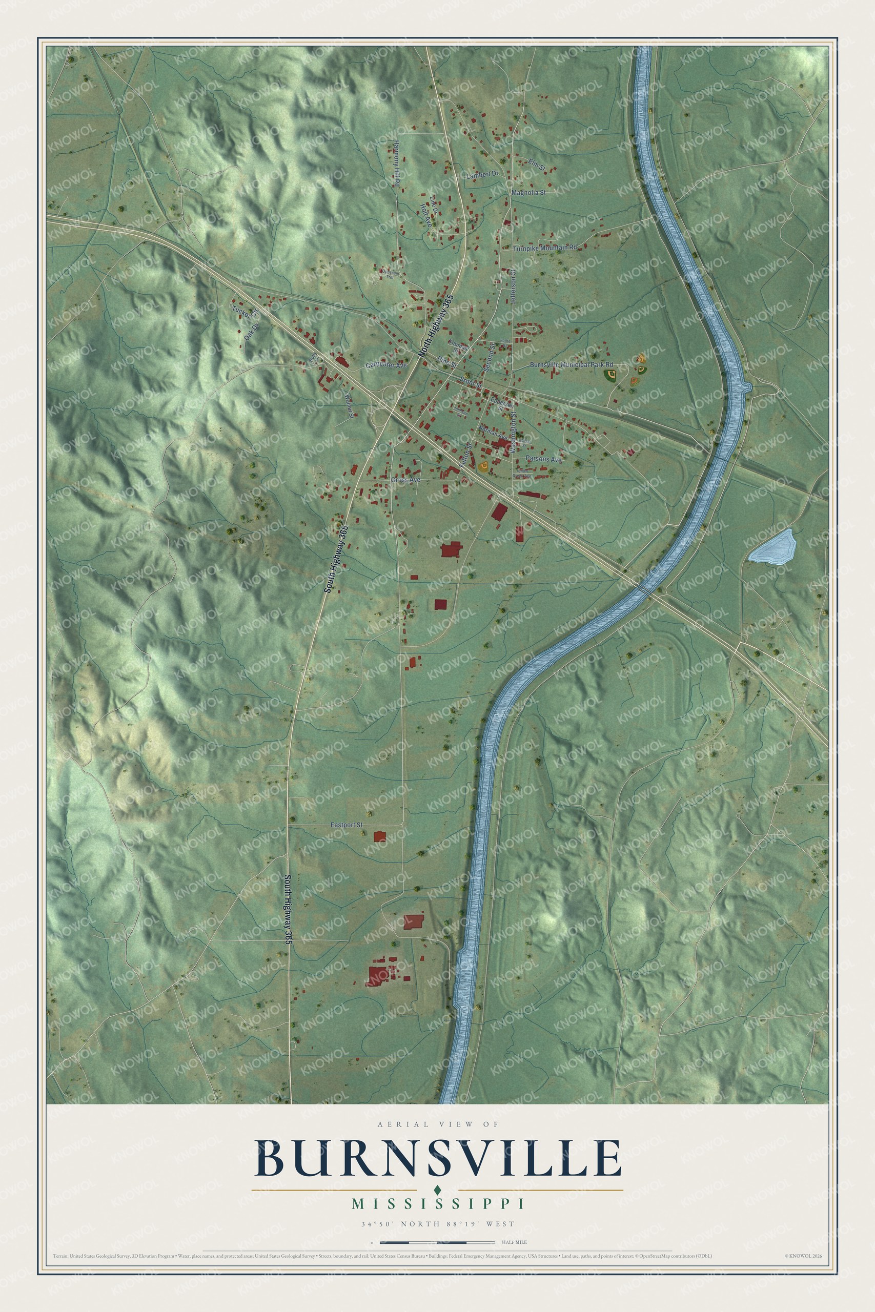 Watermarked full-map preview of Burnsville, Mississippi
