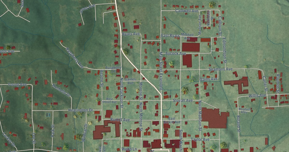 Map of Calhoun City, Mississippi in 2026