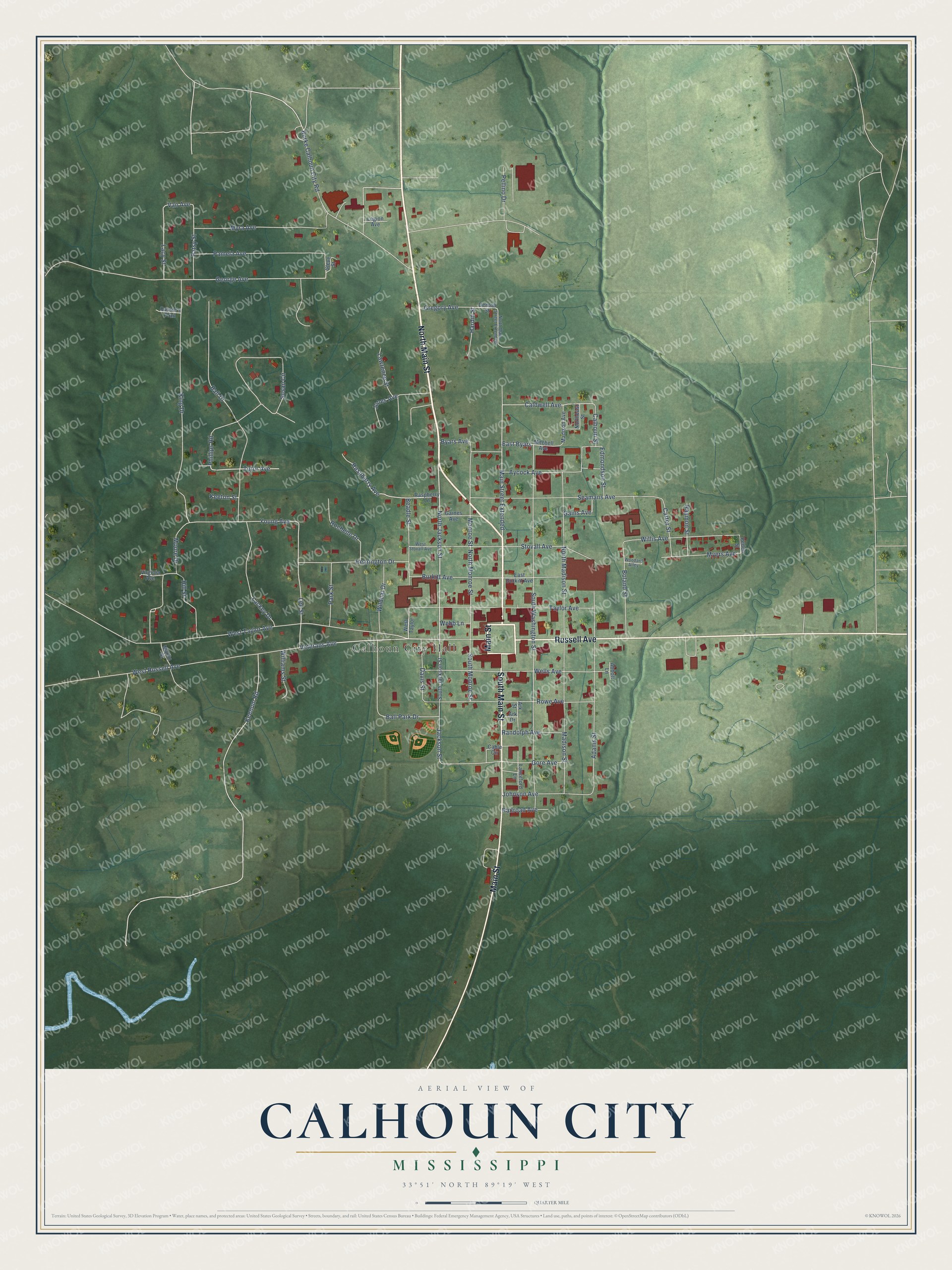 Watermarked full-map preview of Calhoun City, Mississippi