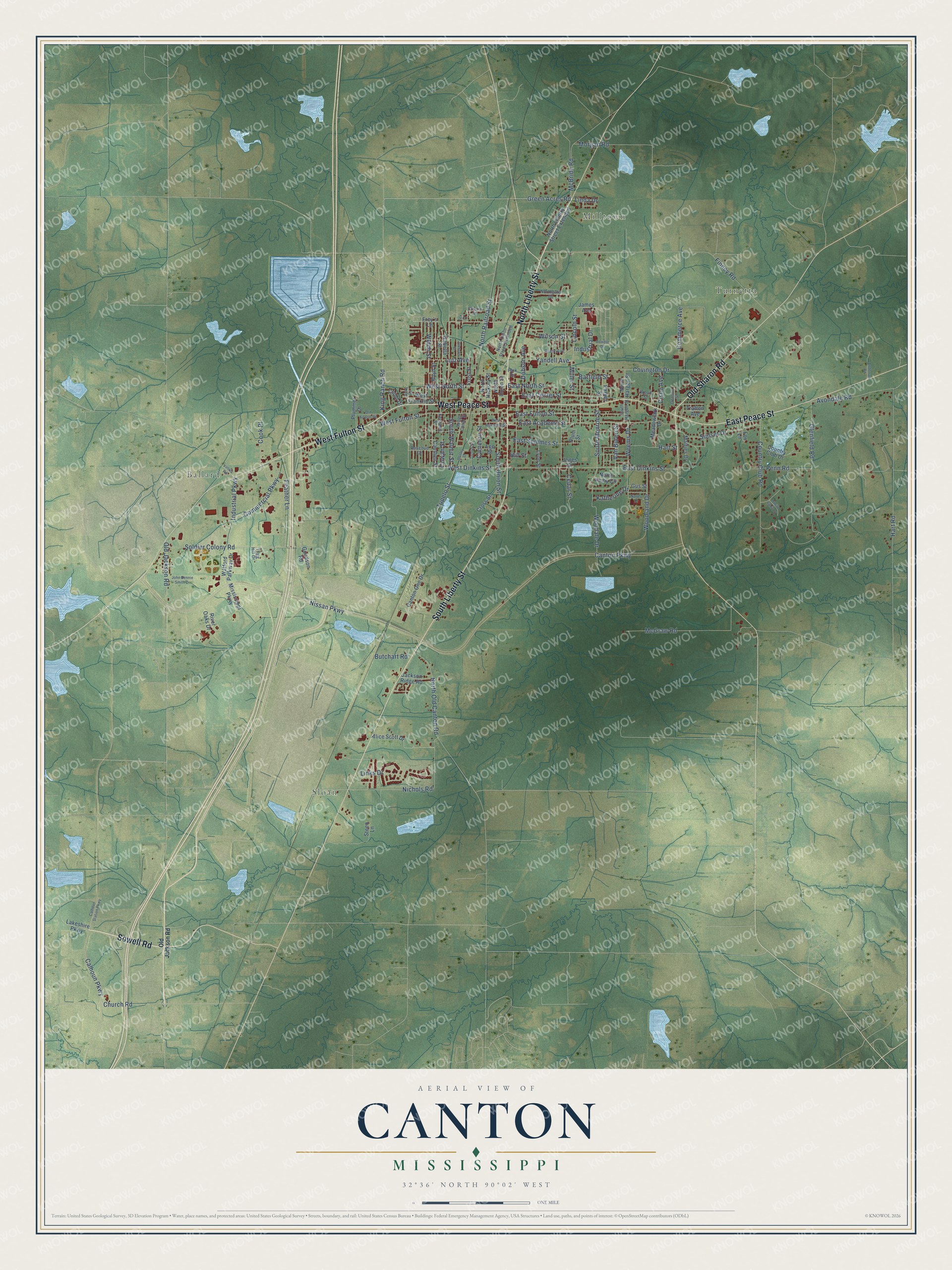 Watermarked full-map preview of Canton, Mississippi