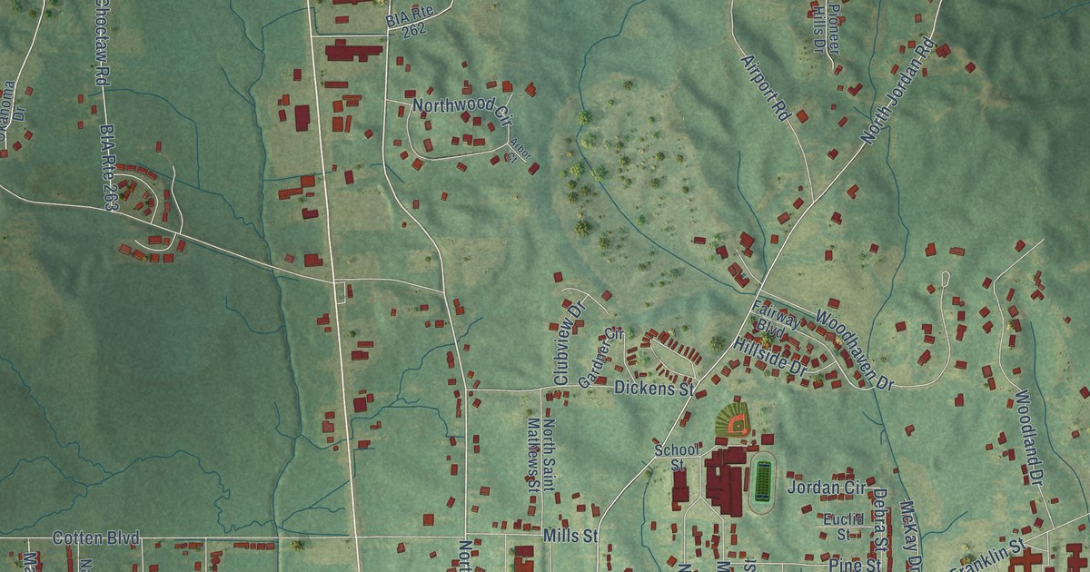 Map of Carthage, Mississippi in 2026