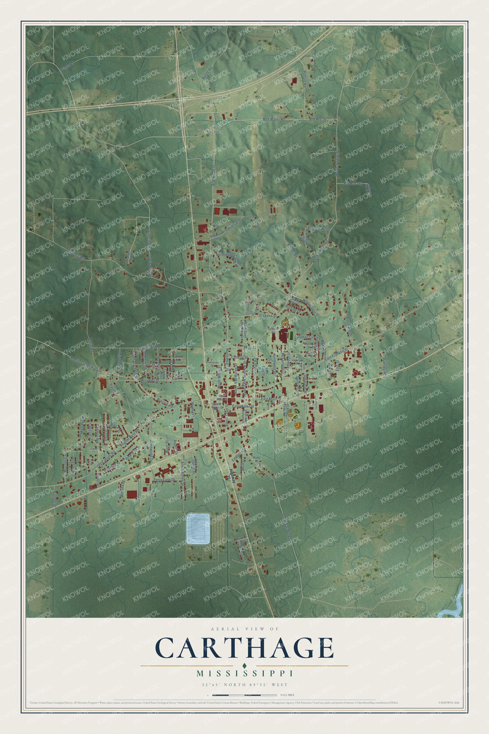 Watermarked full-map preview of Carthage, Mississippi