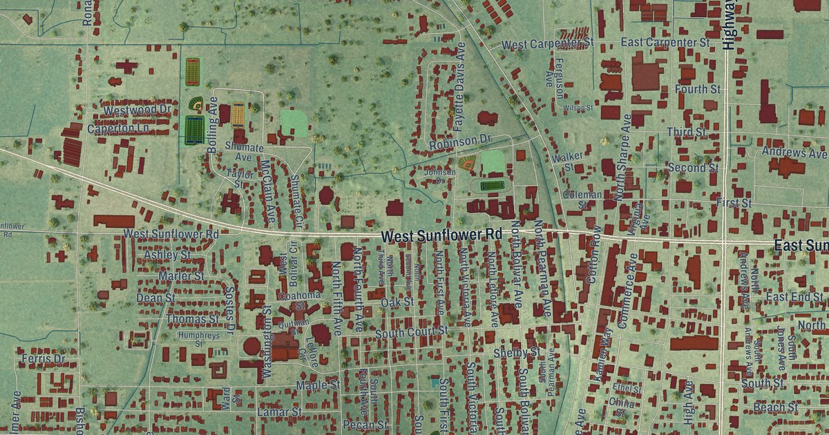 Map of Cleveland, Mississippi in 2026